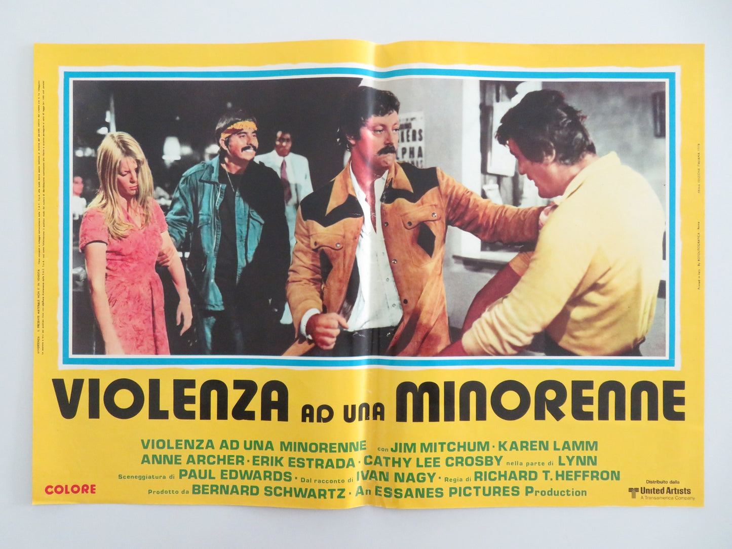 TRACKDOWN - F ITALIAN FOTOBUSTA POSTER JAMES MITCHUM ERIK ESTRADA 1976 - Rendezvous Cinema