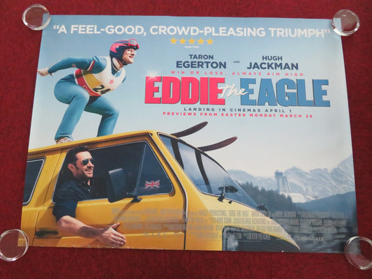 EDDIE THE EAGLE UK QUAD ROLLED POSTER TARON EGERTON HUGH JACKMAN 2015