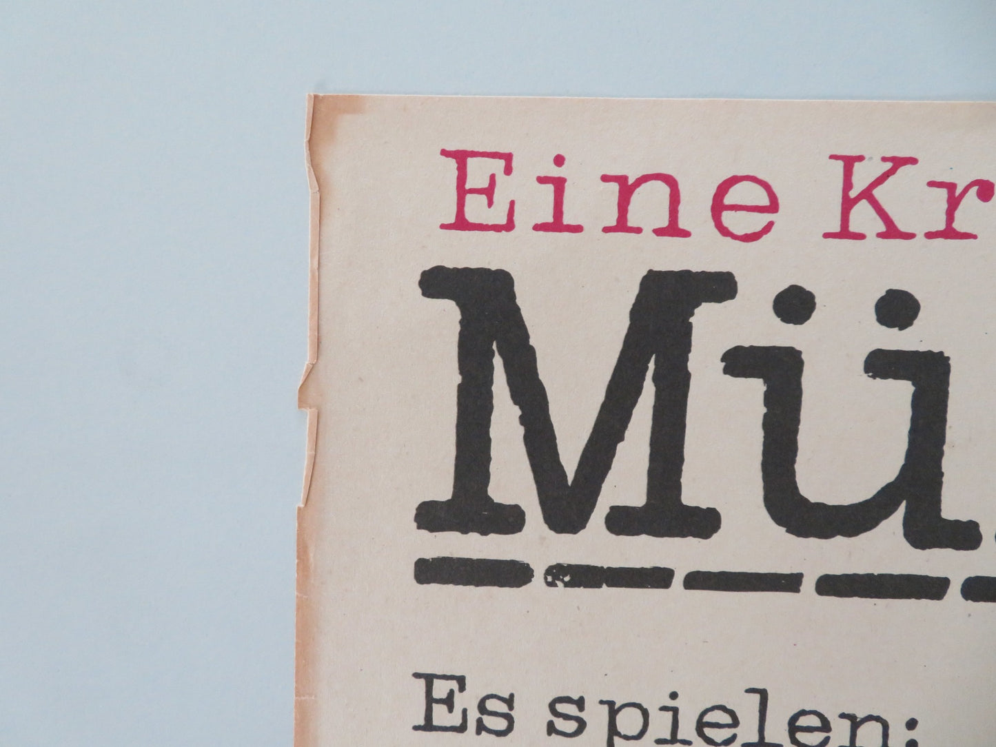 MULLERS BURO GERMAN A1 ROLLED POSTER CHRISTIAN SCHMIDT ANDREAS VITASEK 1988 - Rendezvous Cinema