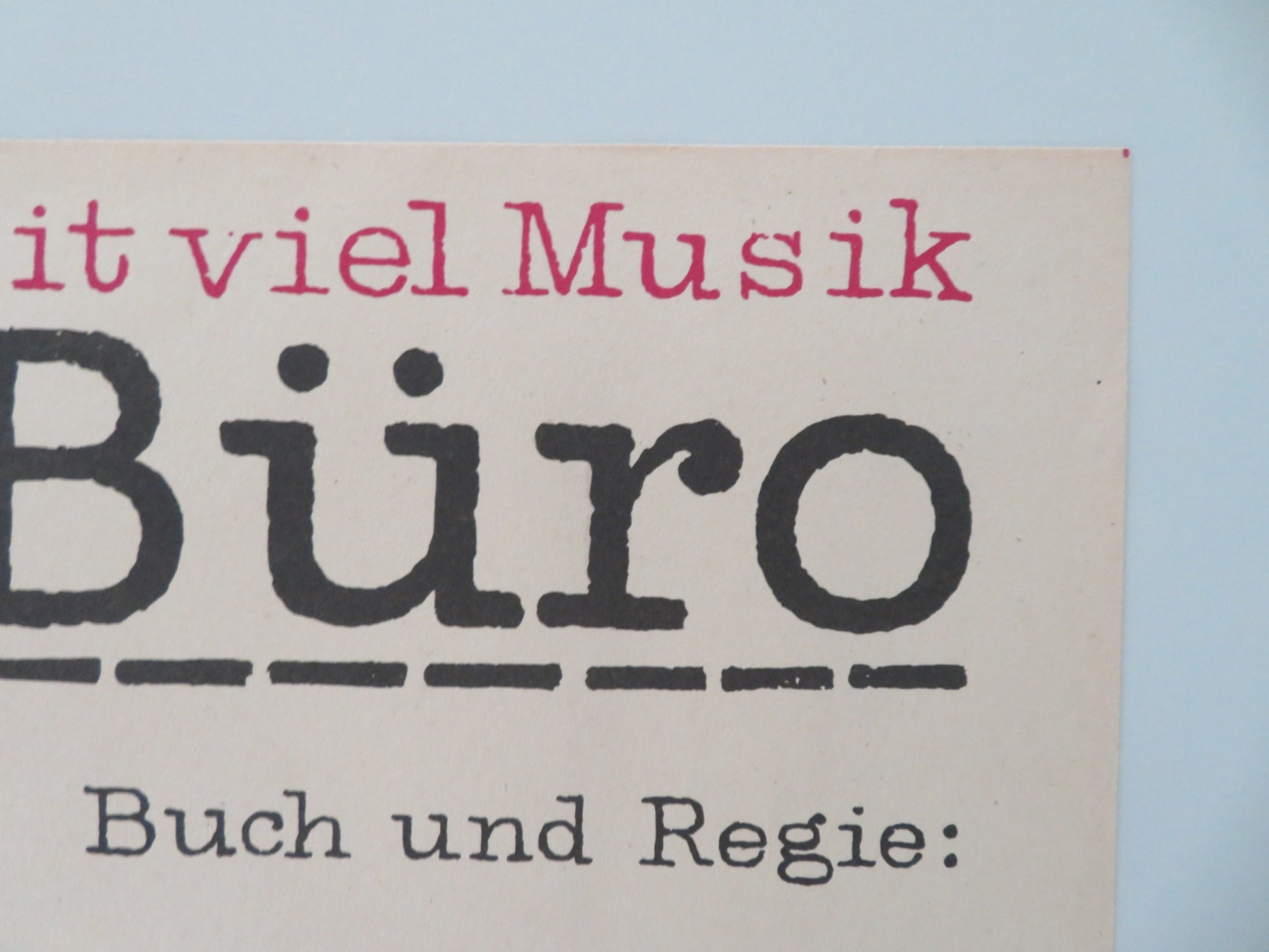 MULLERS BURO GERMAN A1 ROLLED POSTER CHRISTIAN SCHMIDT ANDREAS VITASEK 1988 - Rendezvous Cinema