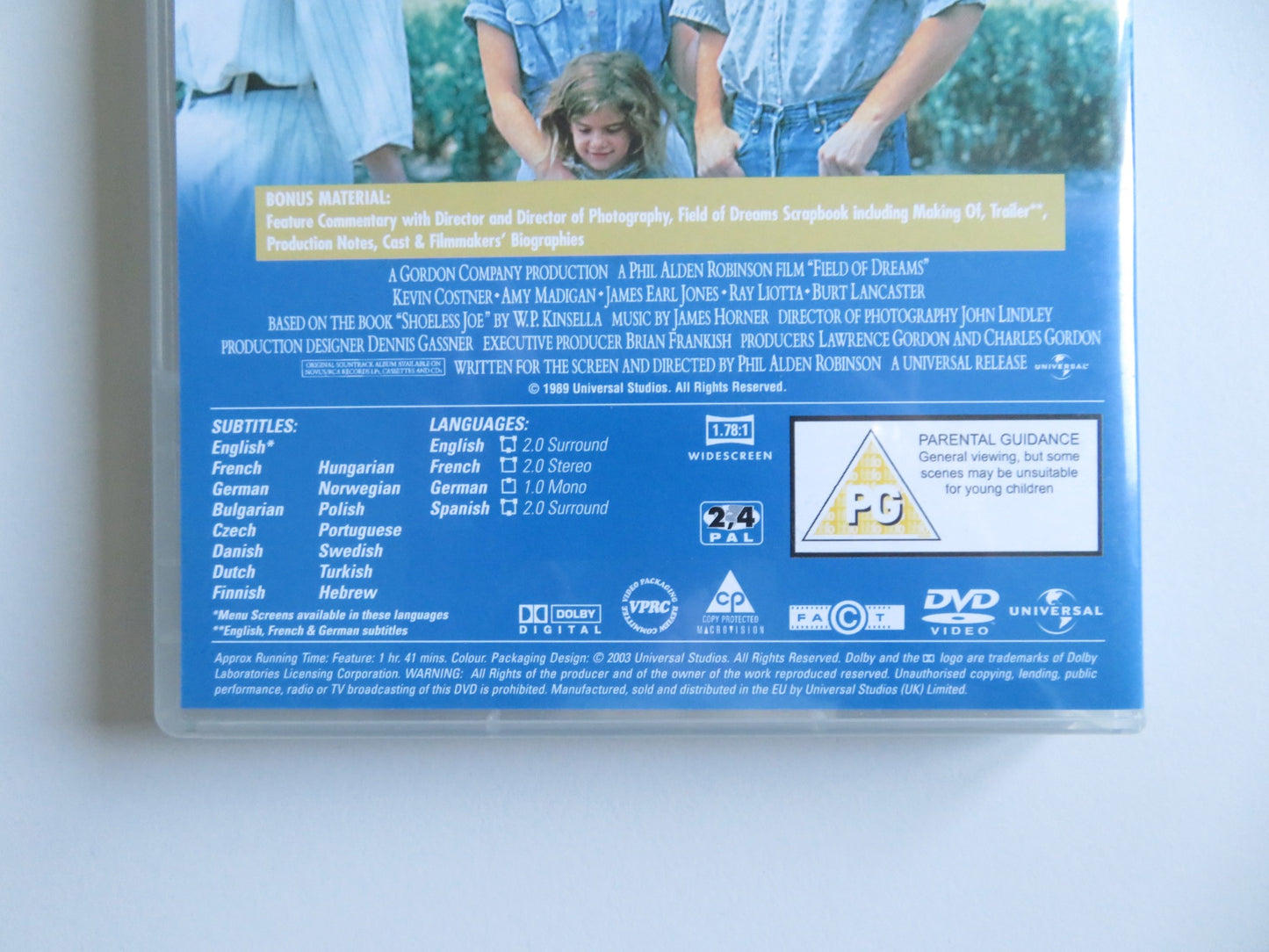 FIELD OF DREAMS (DVD) KEVIN COSTNER RAY LIOTTA 1989 REGION 2, 4