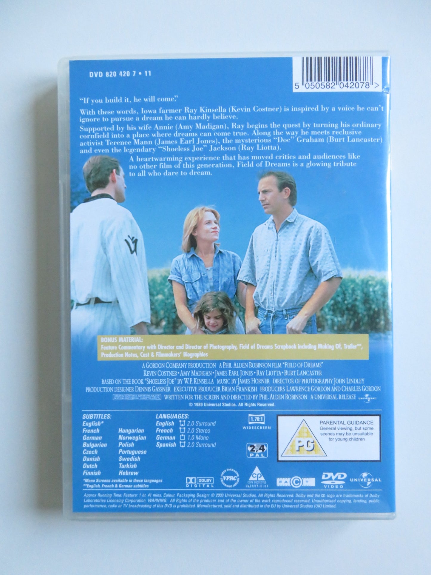 FIELD OF DREAMS (DVD) KEVIN COSTNER RAY LIOTTA 1989 REGION 2, 4