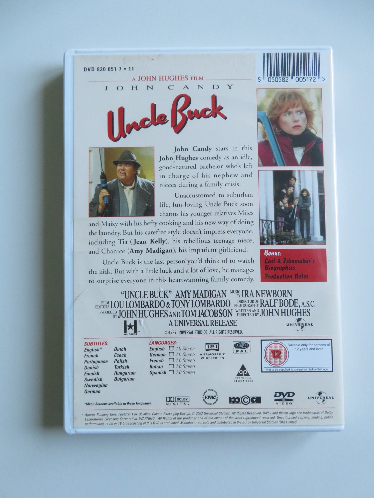 UNCLE BUCK (DVD) JOHN CANDY MACAULAY CULKIN 1989 REGION 2, 4