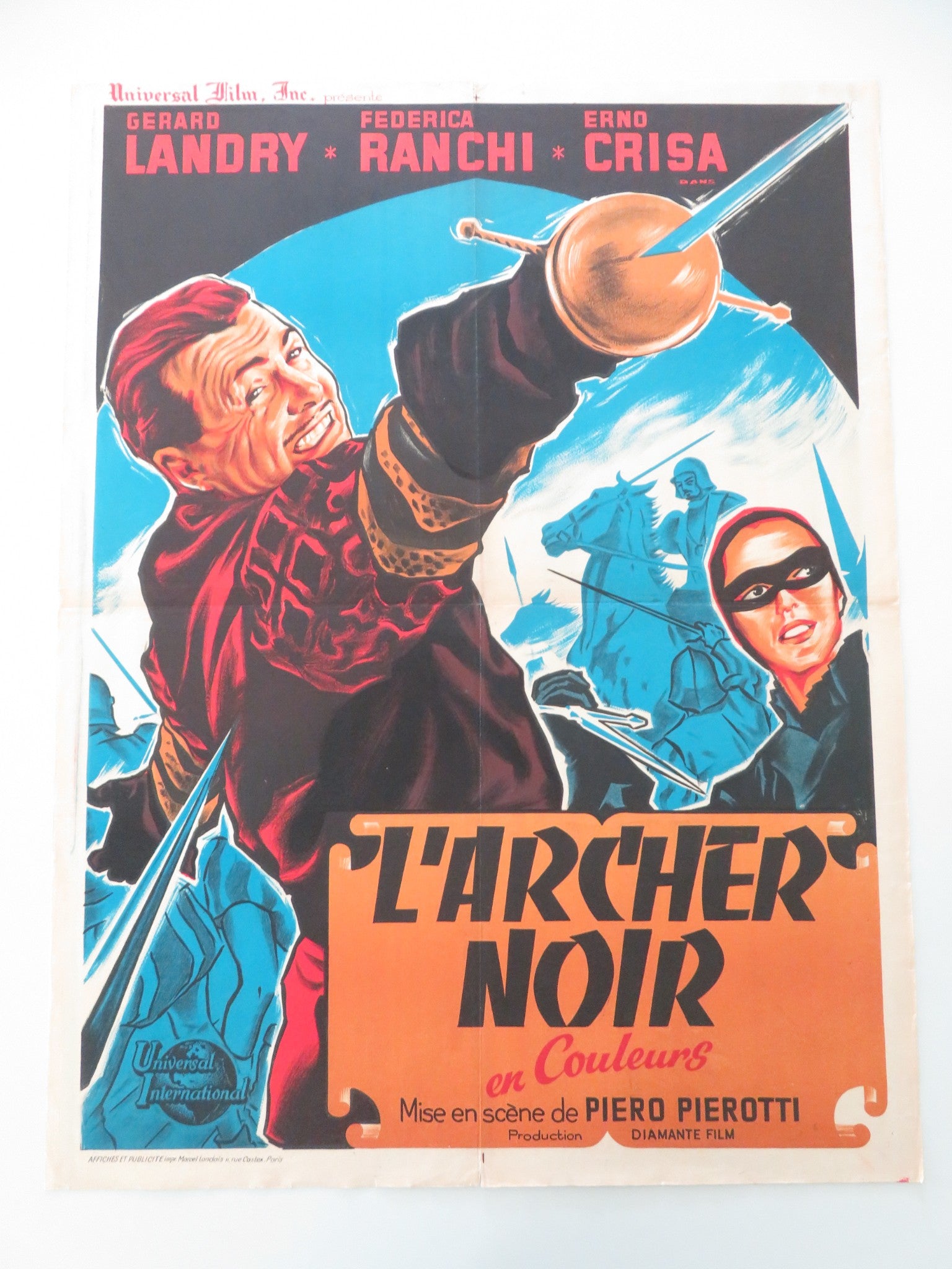 THE BLACK ARCHER FRENCH POSTER ROLLED GERARD LANDRY FEDERICA RANCHI 1962 - Rendezvous Cinema