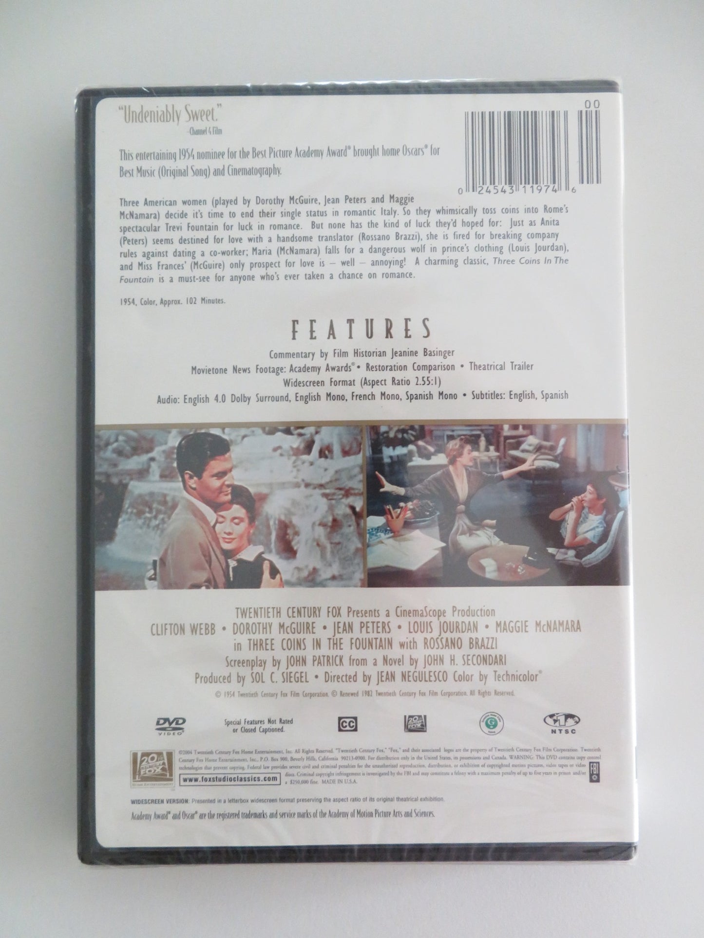 THREE COINS IN THE FOUNTAIN (DVD) CLIFTON WEBB DOROTHY MAGUIRE 1954 REGION 1 - Rendezvous Cinema