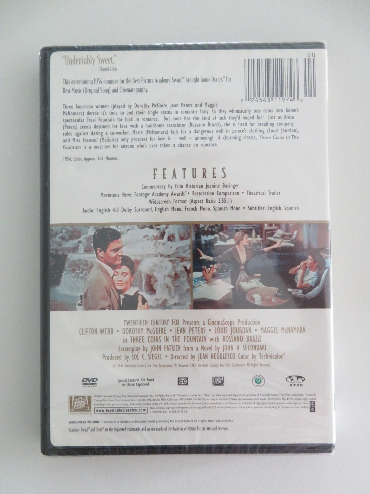 THREE COINS IN THE FOUNTAIN (DVD) CLIFTON WEBB DOROTHY MAGUIRE 1954 REGION 1 - Rendezvous Cinema