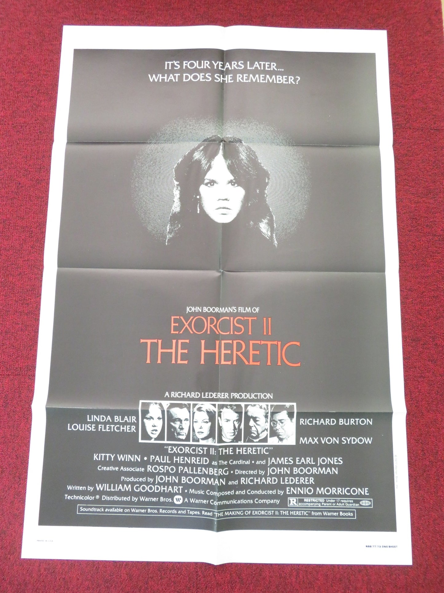 EXORCIST II: THE HERETIC FOLDED US ONE SHEET POSTER LINDA BLAIR BURTON 1977