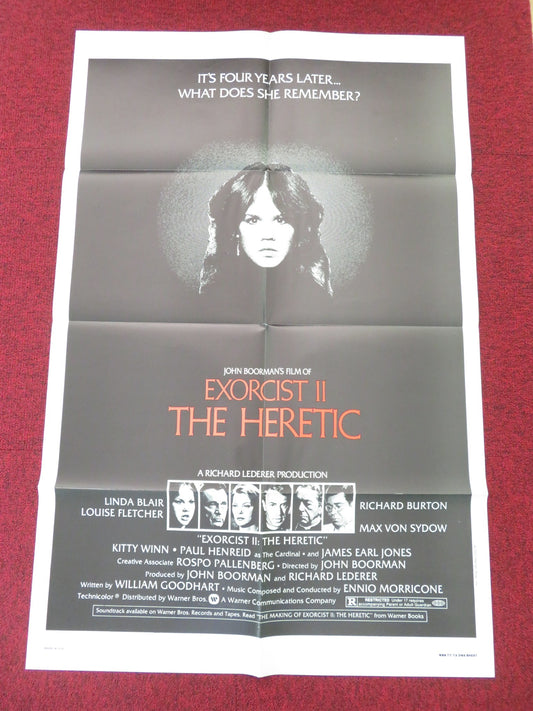 EXORCIST II: THE HERETIC FOLDED US ONE SHEET POSTER LINDA BLAIR BURTON 1977