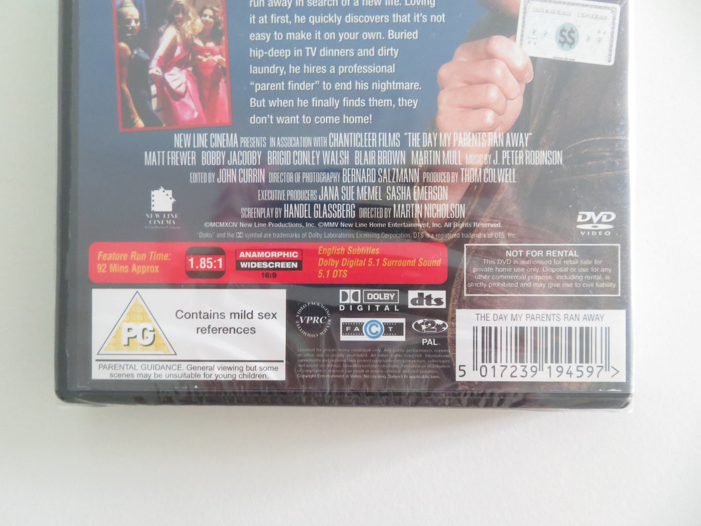THE DAY MY PARENTS RAN AWAY (DVD) MATT FREWER SETH GREEN 1993 REGION 2 - Rendezvous Cinema