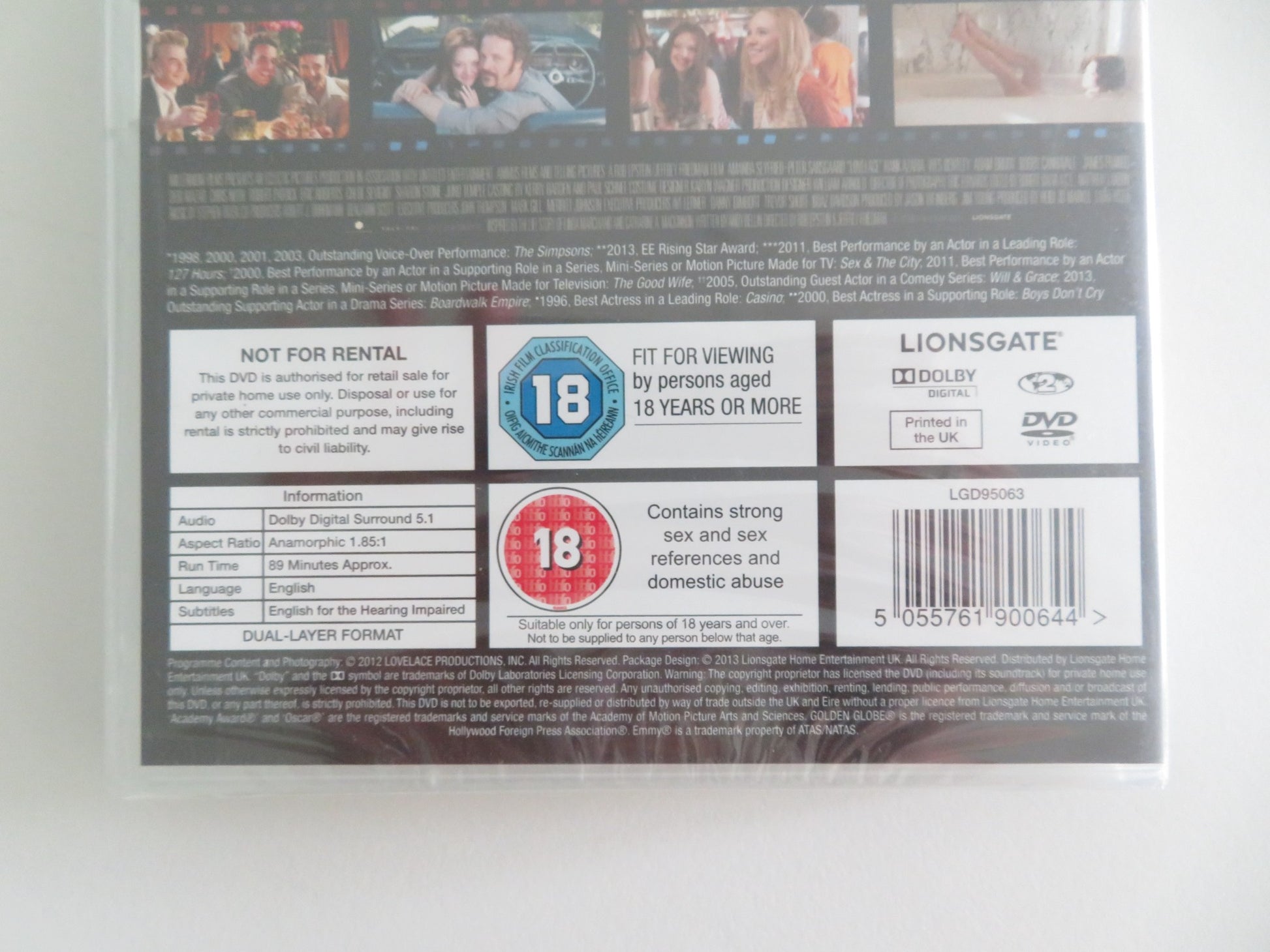 LOVELACE (DVD) AMANDA SEYFRIED PETER SARSGAARD 2013 REGION 2 - Rendezvous Cinema