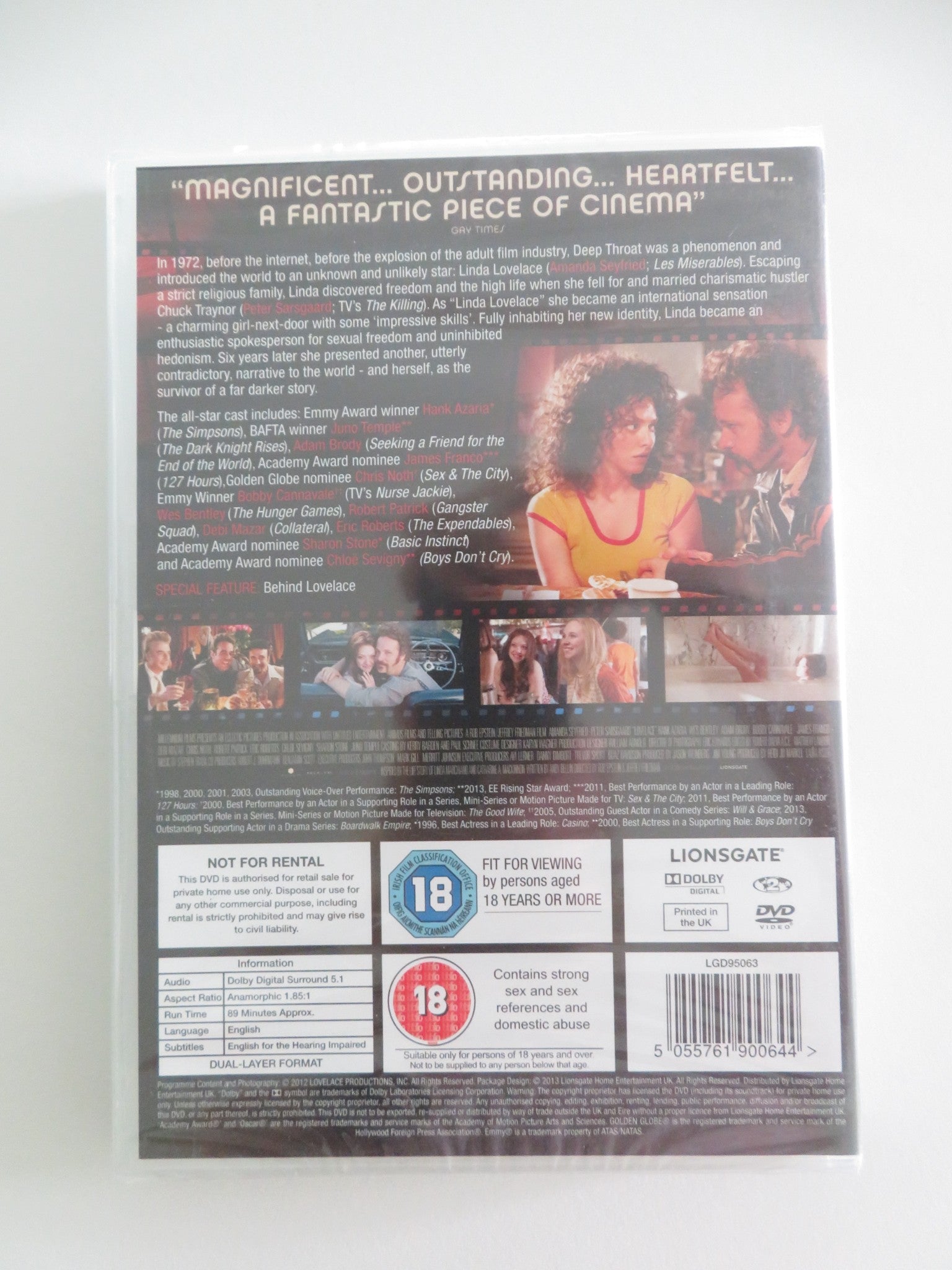 LOVELACE (DVD) AMANDA SEYFRIED PETER SARSGAARD 2013 REGION 2 - Rendezvous Cinema