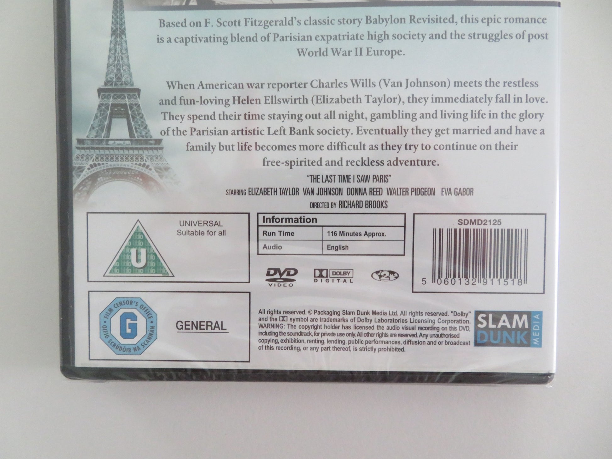 THE LAST TIME I SAW PARIS (DVD) ROGER MOORE ELIZABETH TAYLOR 1954 REGION 2 - Rendezvous Cinema