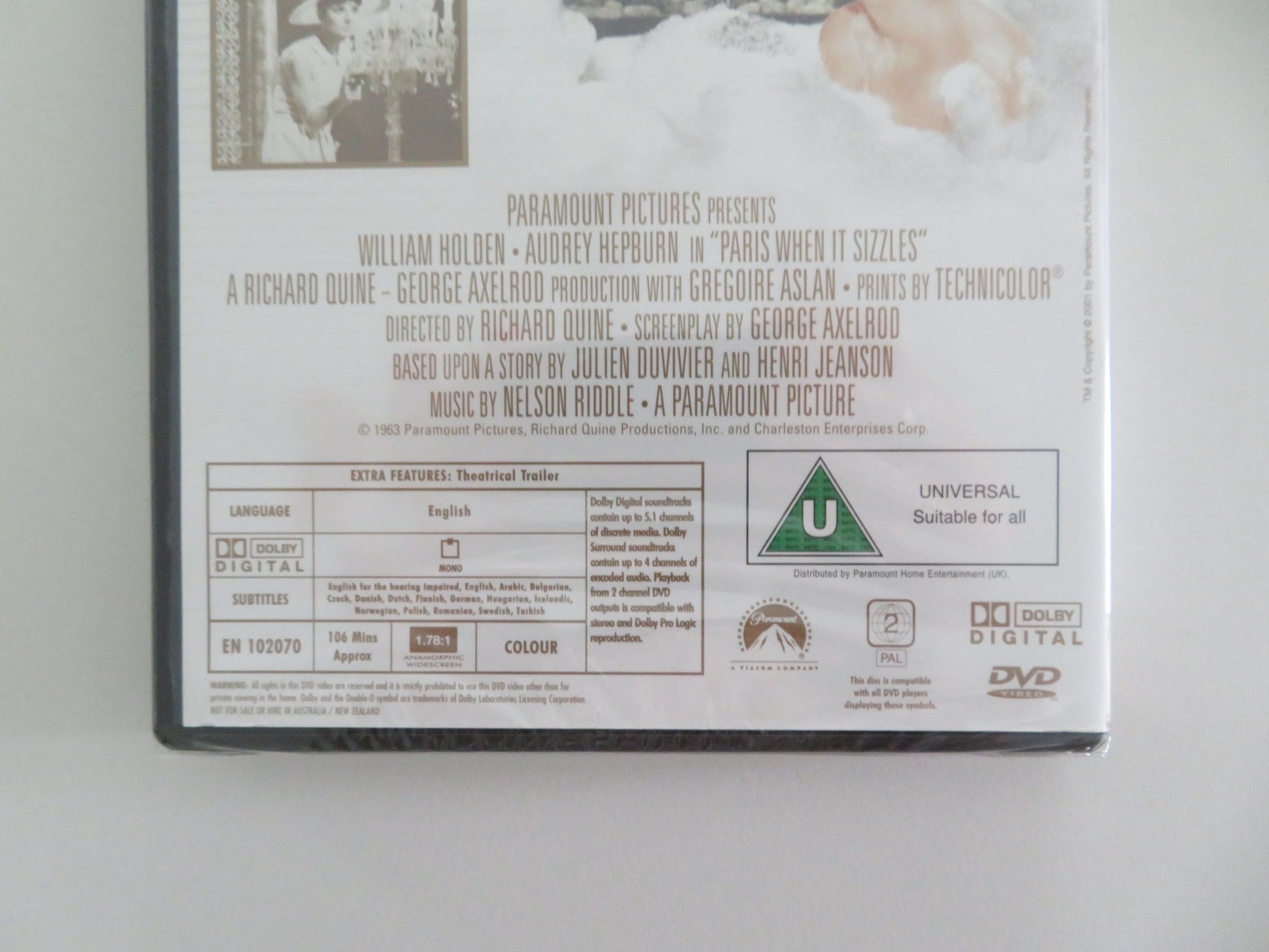 PARIS WHEN IT SIZZLES (DVD) WILLIAM HOLDEN AUDREY HEPBURN 1964 REGION 2 - Rendezvous Cinema