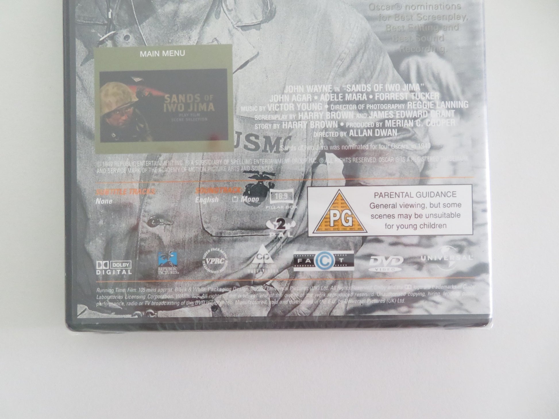 SANDS OF IWO JIMA (DVD) JOHN WAYNE JOHN AGAR 1949 REGION 2 - Rendezvous Cinema