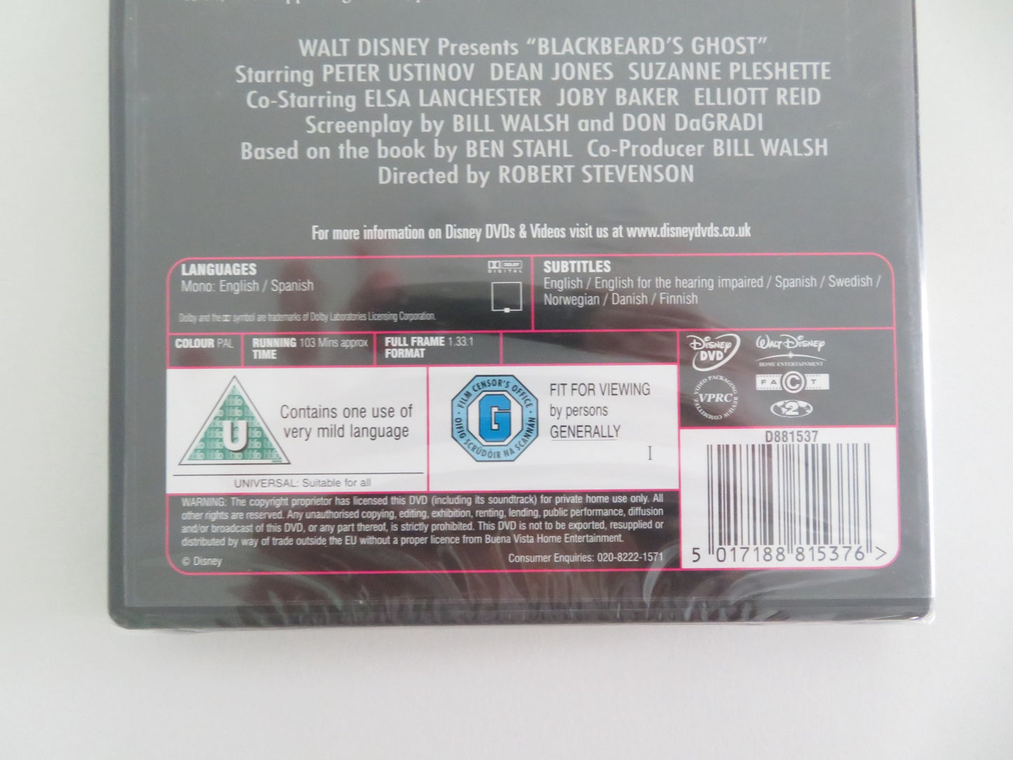 BLACKBEARD'S GHOST (DVD) PETER USTINOV DEAN JONES 1968 REGION 2 - Rendezvous Cinema