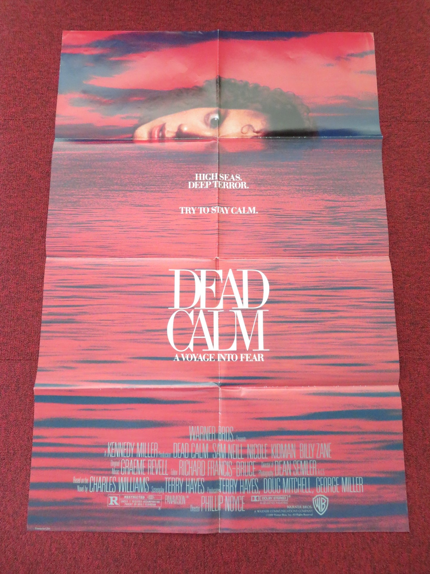 DEAD CALM FOLDED US ONE SHEET POSTER NICOLE KIDMAN SAM NEILL 1989