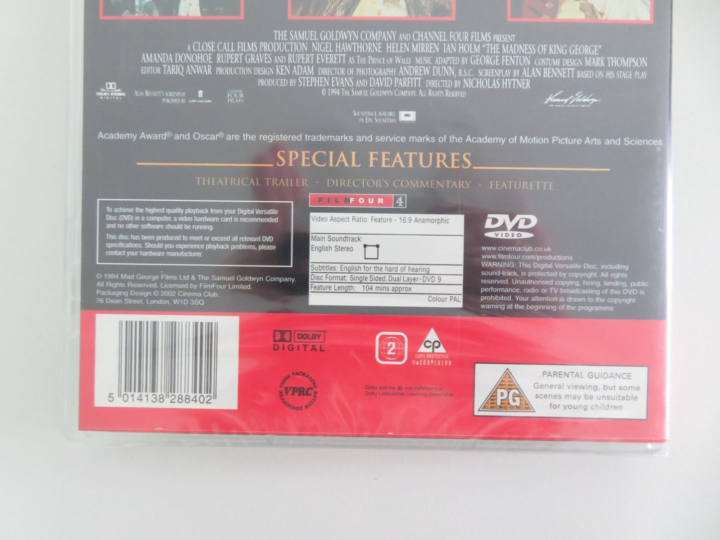 THE MADNESS OF KING GEORGE (DVD) NIGEL HAWTHORNE HELEN MIRREN 1994 REGION 2 - Rendezvous Cinema