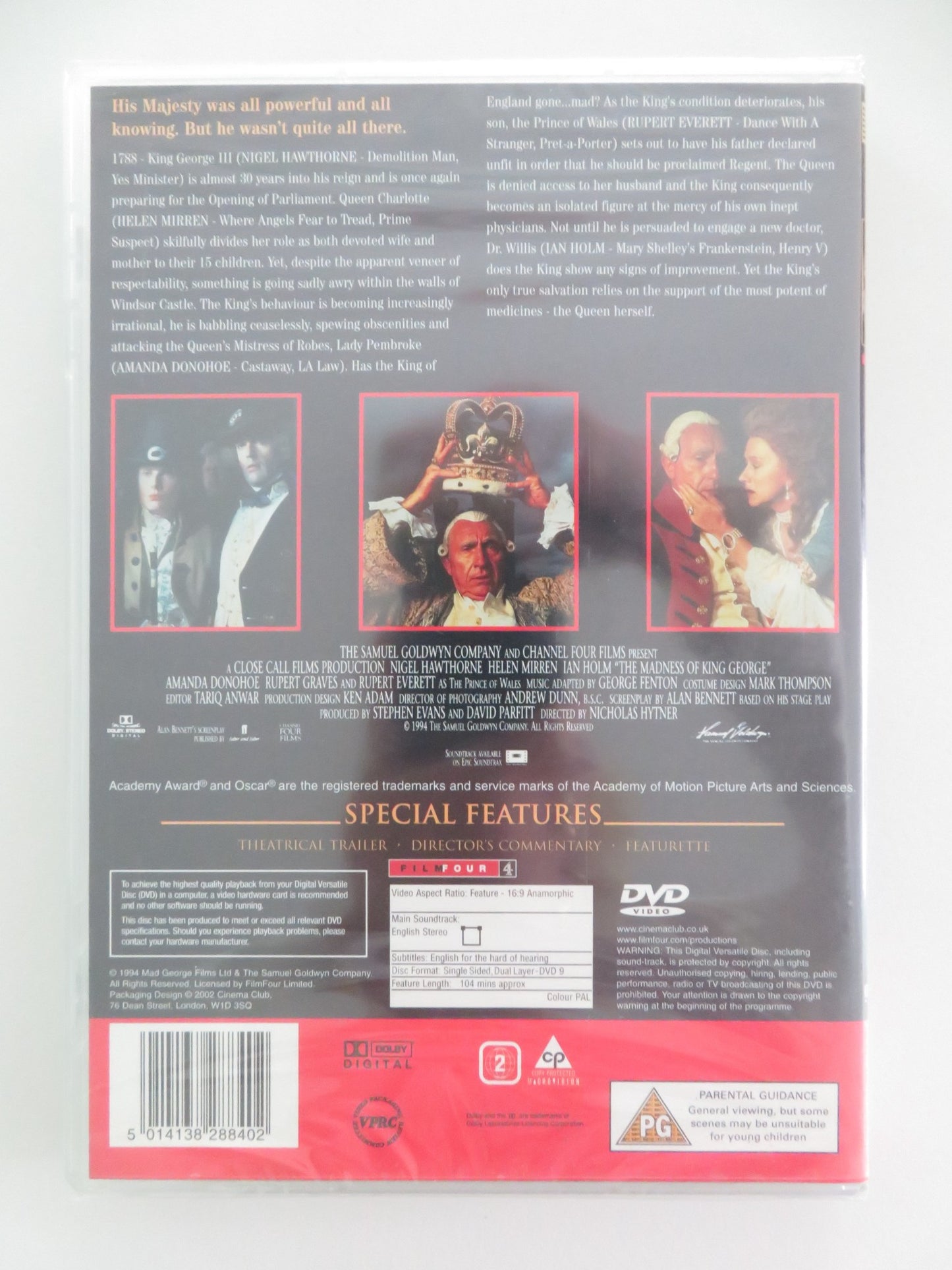 THE MADNESS OF KING GEORGE (DVD) NIGEL HAWTHORNE HELEN MIRREN 1994 REGION 2 - Rendezvous Cinema