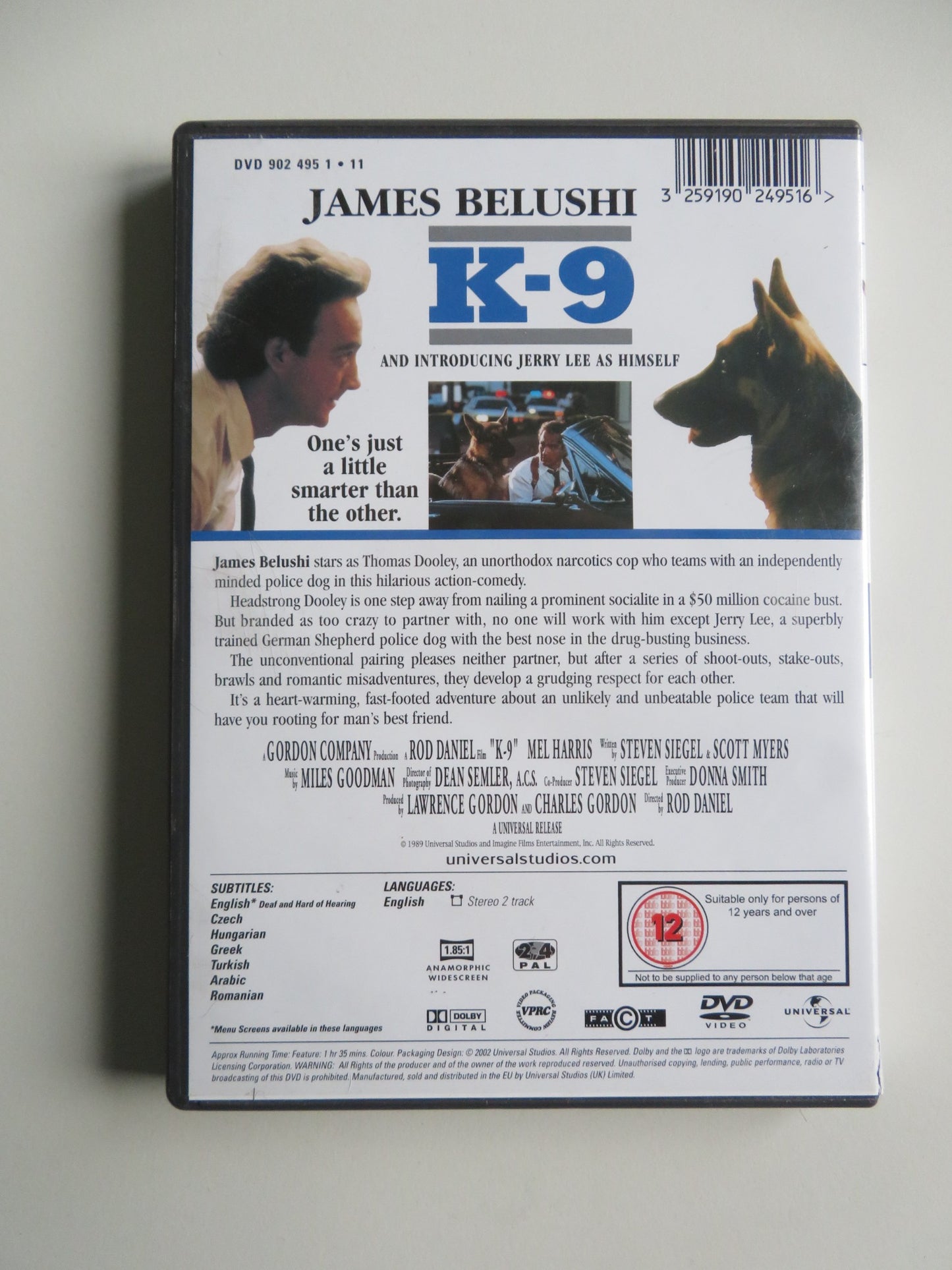 K-9 (DVD) JAMES BELUSHI MEL HARRIS KEVIN TIGHE 1989 REGION 2