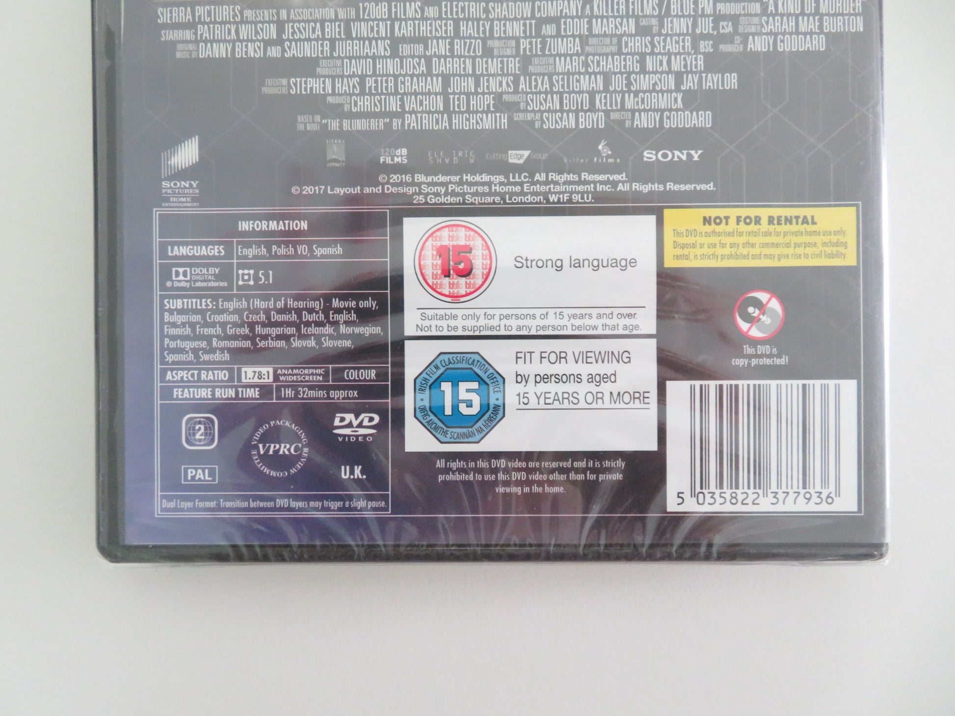 A KIND OF MURDER (DVD) PATRICK WILSON JESSICA BIEL 2016 REGION 2 - Rendezvous Cinema