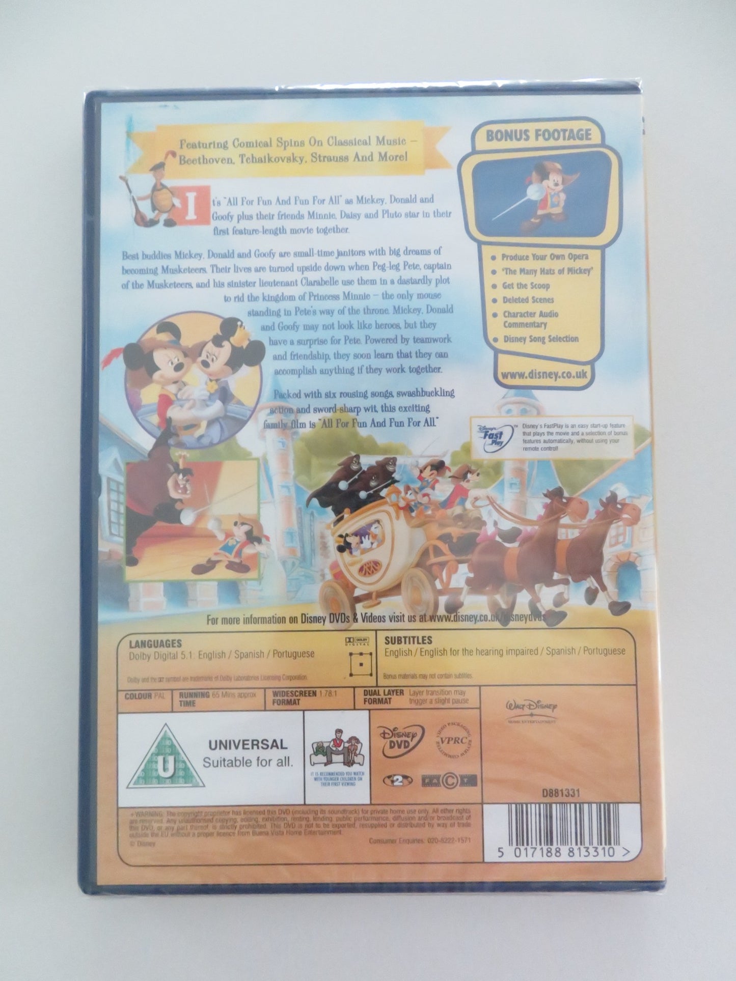 MICKEY, DONALD, GOOFY: THE THREE MUSKETEERS (DVD) DISNEY 2003 REGION 2 - Rendezvous Cinema