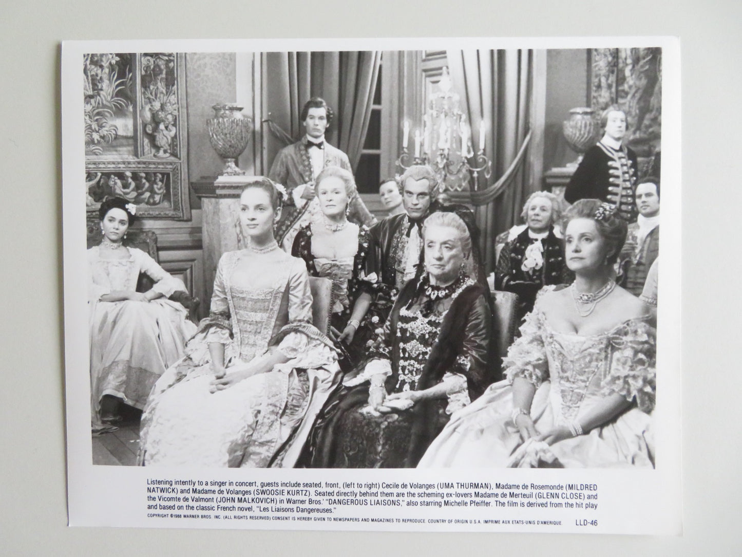 DANGEROUS LIAISONS - A MOVIE STILL PHOTO LOT OF 10 JOHN MALKOVICH PFEIFFER 1988