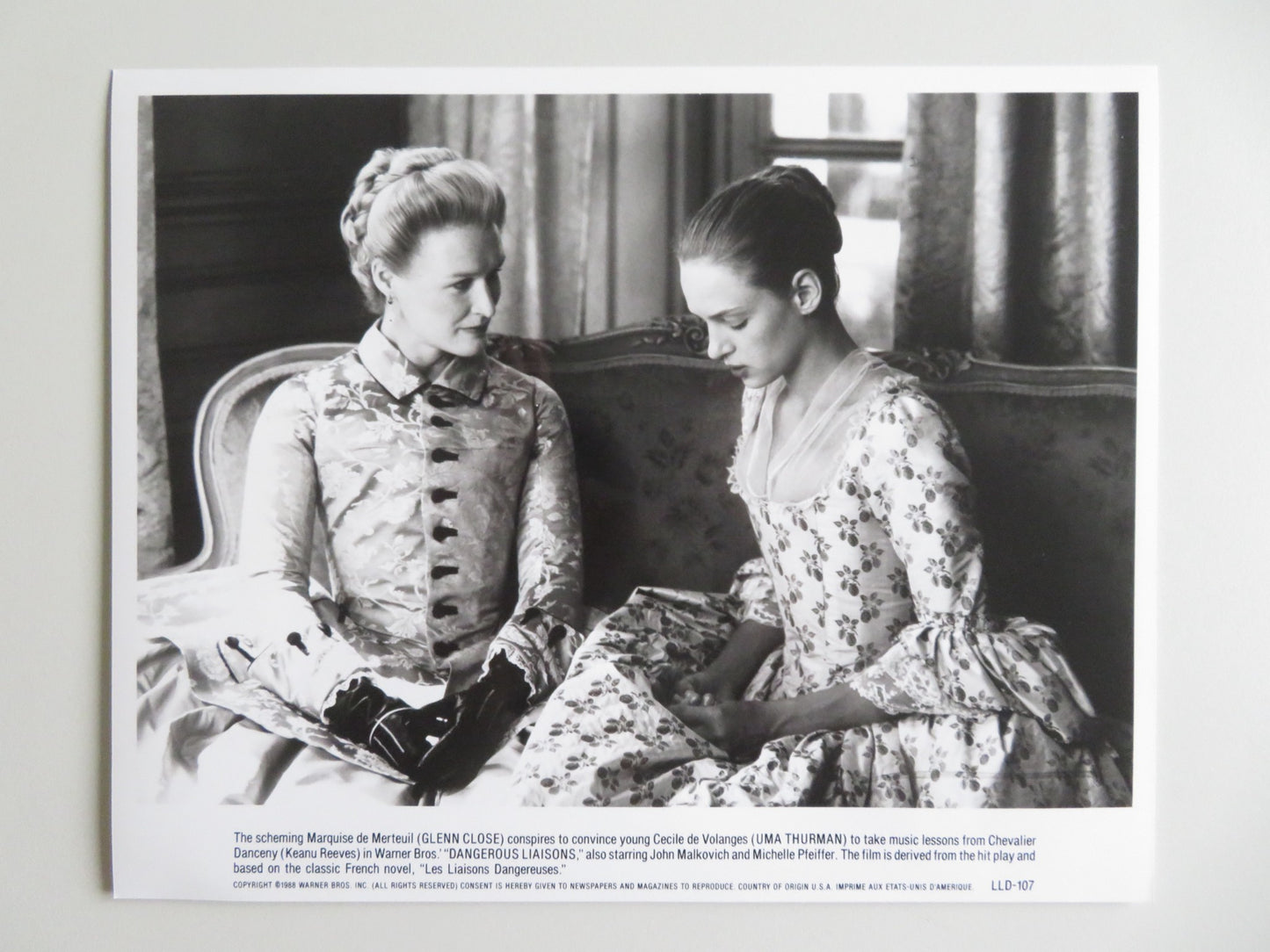 DANGEROUS LIAISONS - A MOVIE STILL PHOTO LOT OF 10 JOHN MALKOVICH PFEIFFER 1988