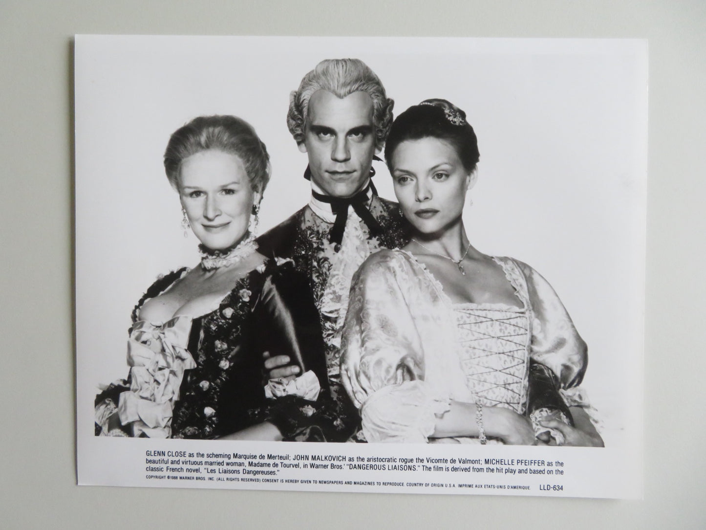 DANGEROUS LIAISONS - A MOVIE STILL PHOTO LOT OF 10 JOHN MALKOVICH PFEIFFER 1988
