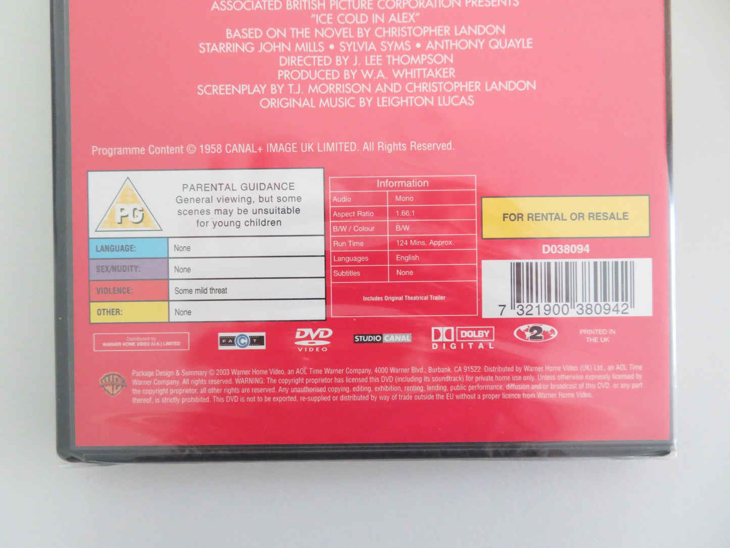 ICE COLD IN ALEX (DVD) JOHN MILLS SYLVIA SYMS 1958 REGION 2 - Rendezvous Cinema