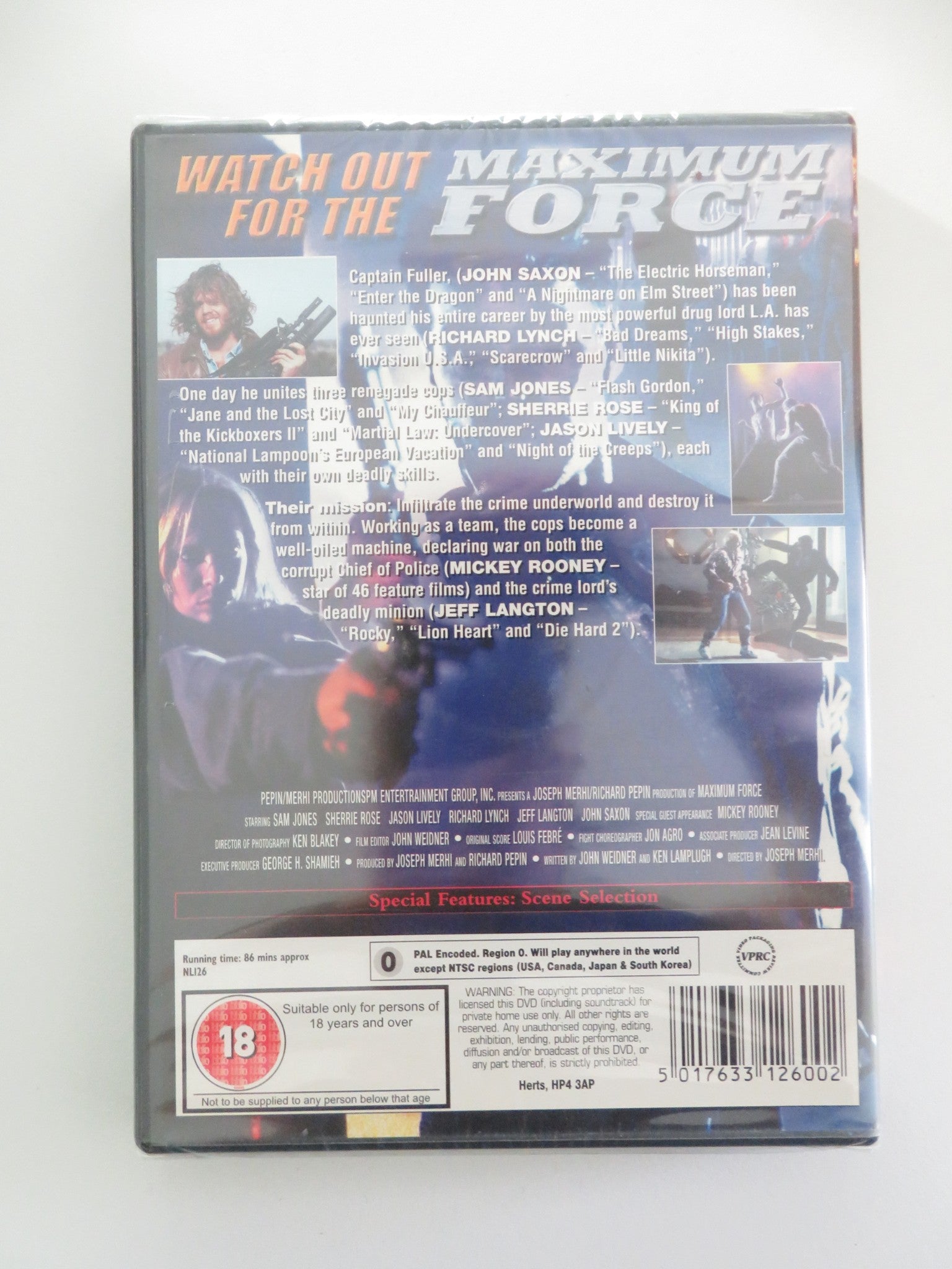 MAXIMUM FORCE (DVD) SAM J. JONES SHERRIE ROSE 1992 REGION 0 - Rendezvous Cinema