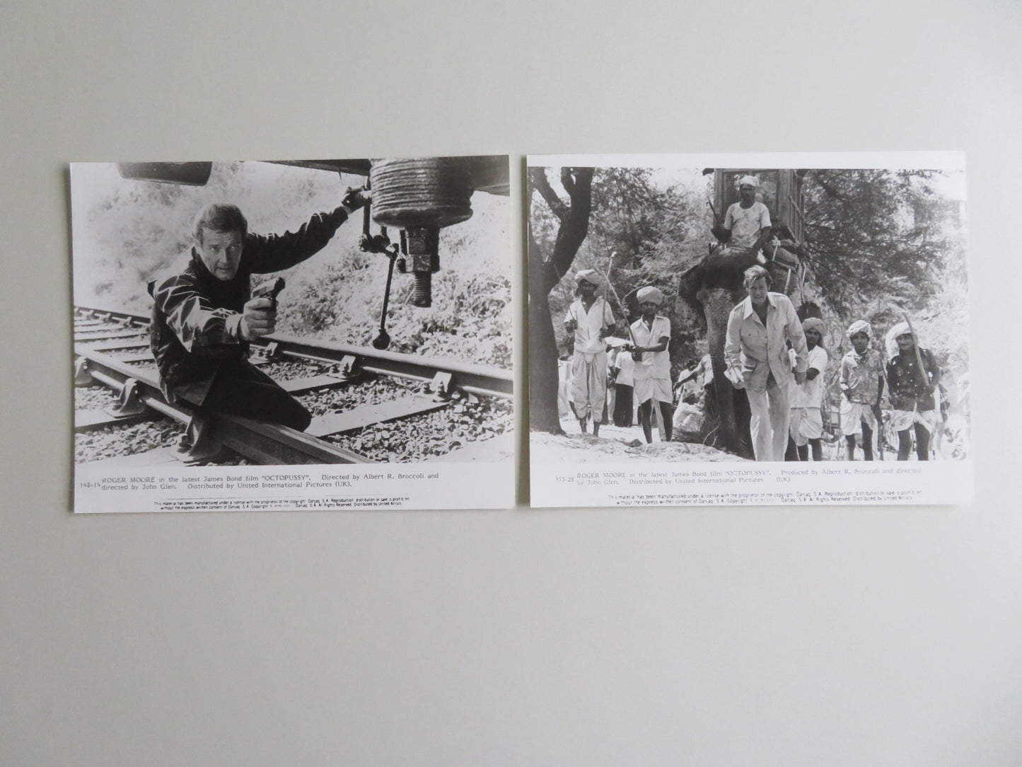 OCTOPUSSY MOVIE STILL PHOTO LOT OF 2 007 JAMES BOND ROGER MOORE MAUD ADAMS 1983