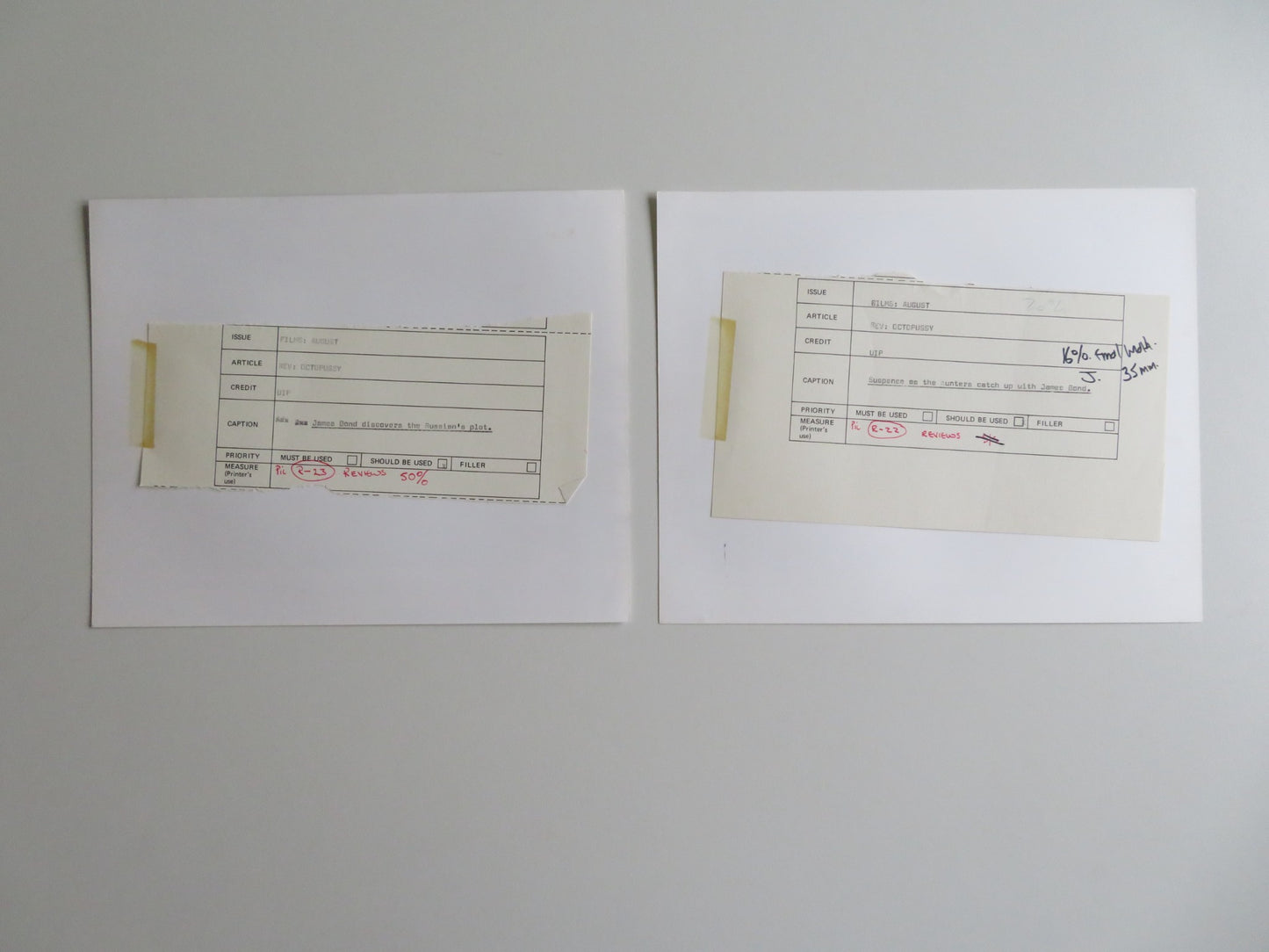 OCTOPUSSY MOVIE STILL PHOTO LOT OF 2 007 JAMES BOND ROGER MOORE MAUD ADAMS 1983