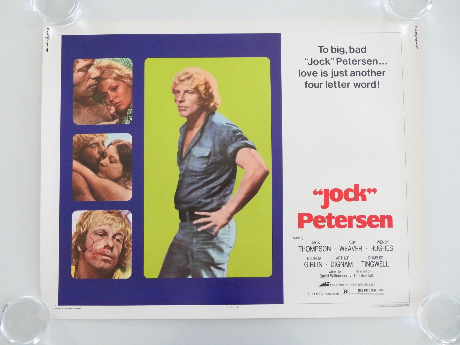 PETERSEN US HALF SHEET (22"x 28") POSTER JACK THOMPSON JACKI WEAVER 1974 - Rendezvous Cinema