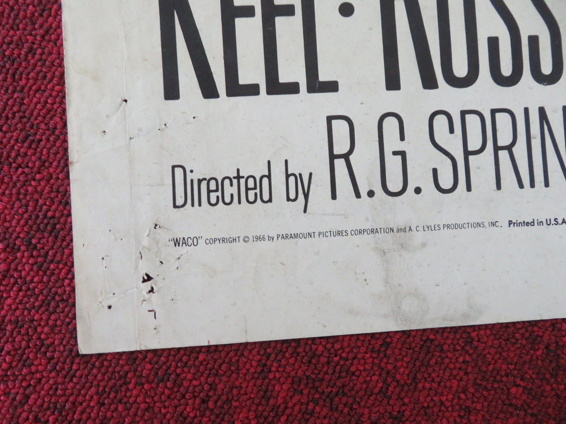 WACO FOLDED US ONE SHEET POSTER HOWARD KEEL JANE RUSSELL 1966 - Rendezvous Cinema