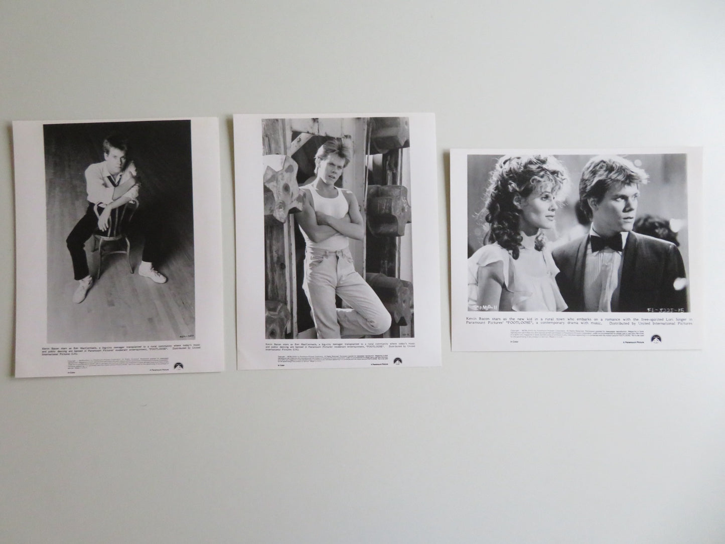 FOOTLOOSE MOVIE STILL PHOTO LOT OF 3 KEVIN BACON LORI SINGER JOHN LITHGOW 1984