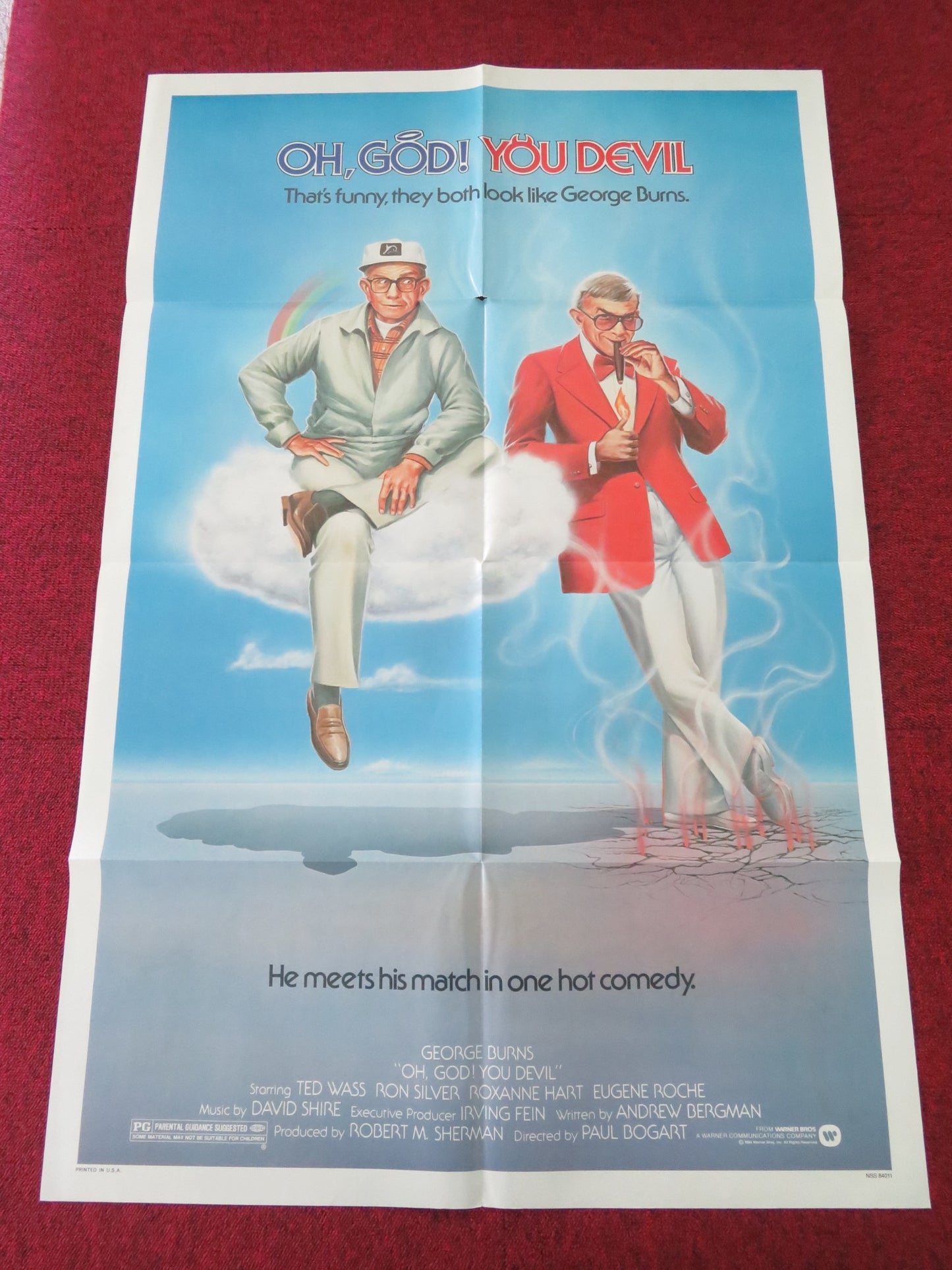 OH, GOD! YOU DEVIL FOLDED US ONE SHEET POSTER GEORGE BURNS TED WASS 1984 - Rendezvous Cinema