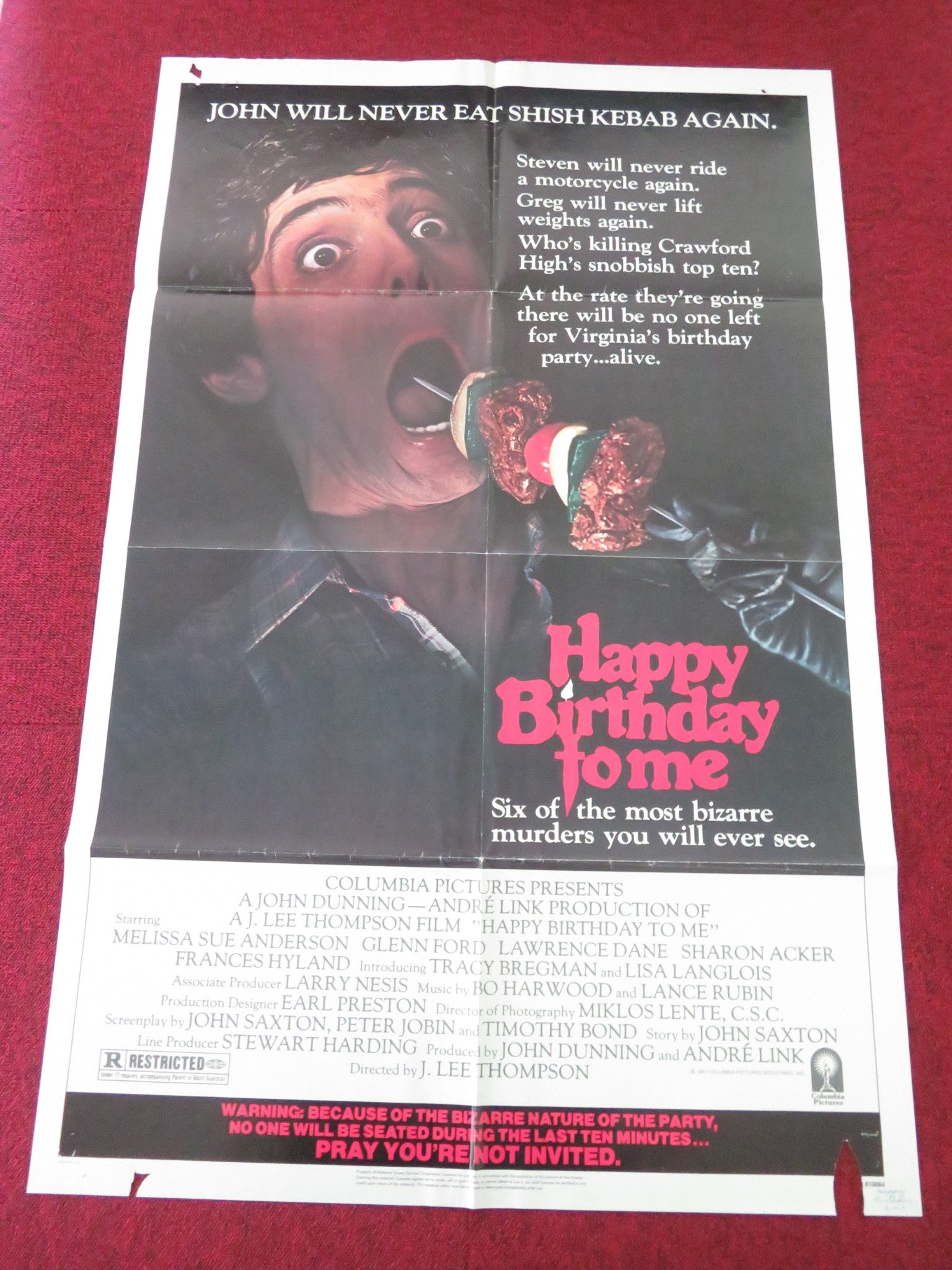 HAPPY BIRTHDAY TO ME FOLDED US ONE SHEET POSTER MELISSA SUE ANDERSON 1981 - Rendezvous Cinema