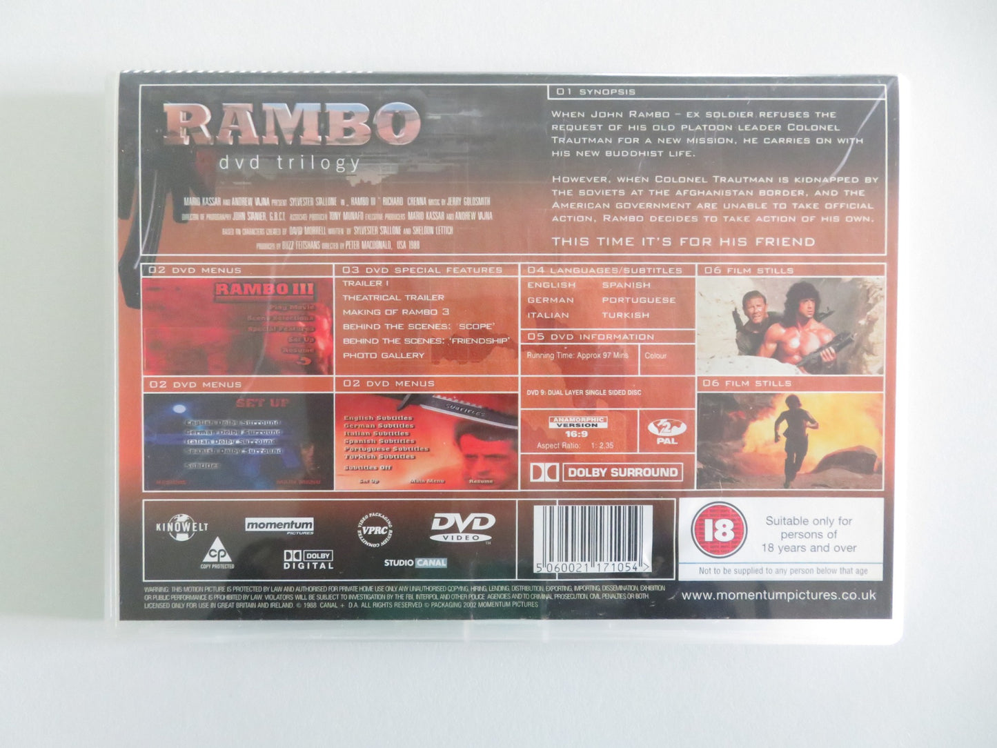 RAMBO III (DVD) SYLVESTER STALLONE RICHARD CRENNA 1988 REGION 2
