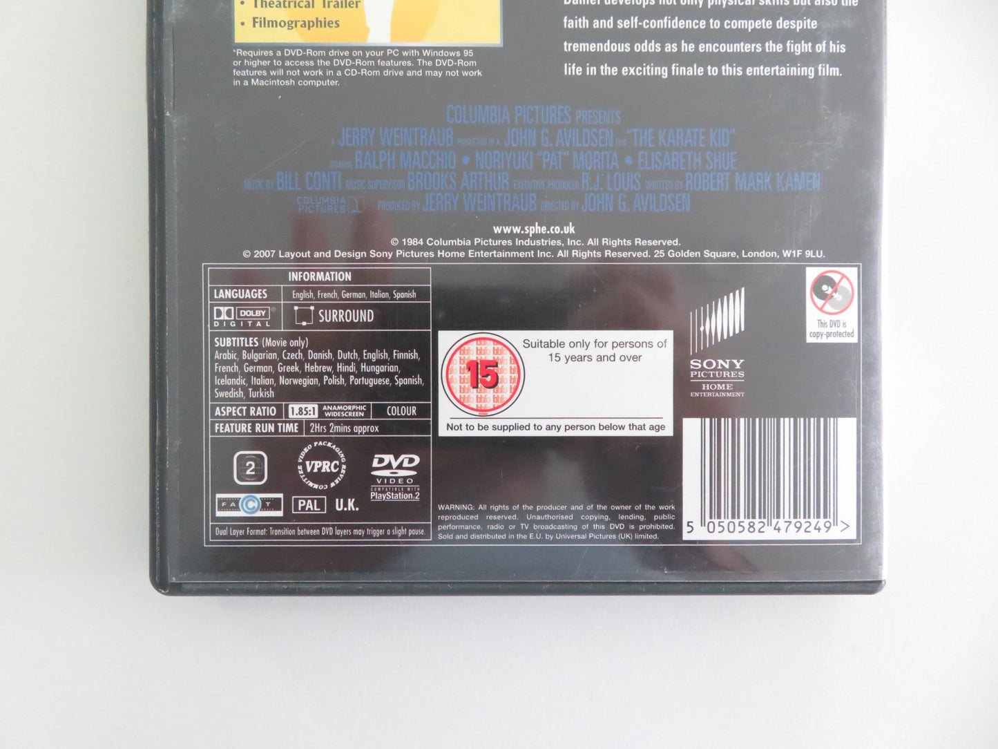 THE KARATE KID (DVD) RALPH MACCHIO ELISABETH SHUE 1984 REGION 2