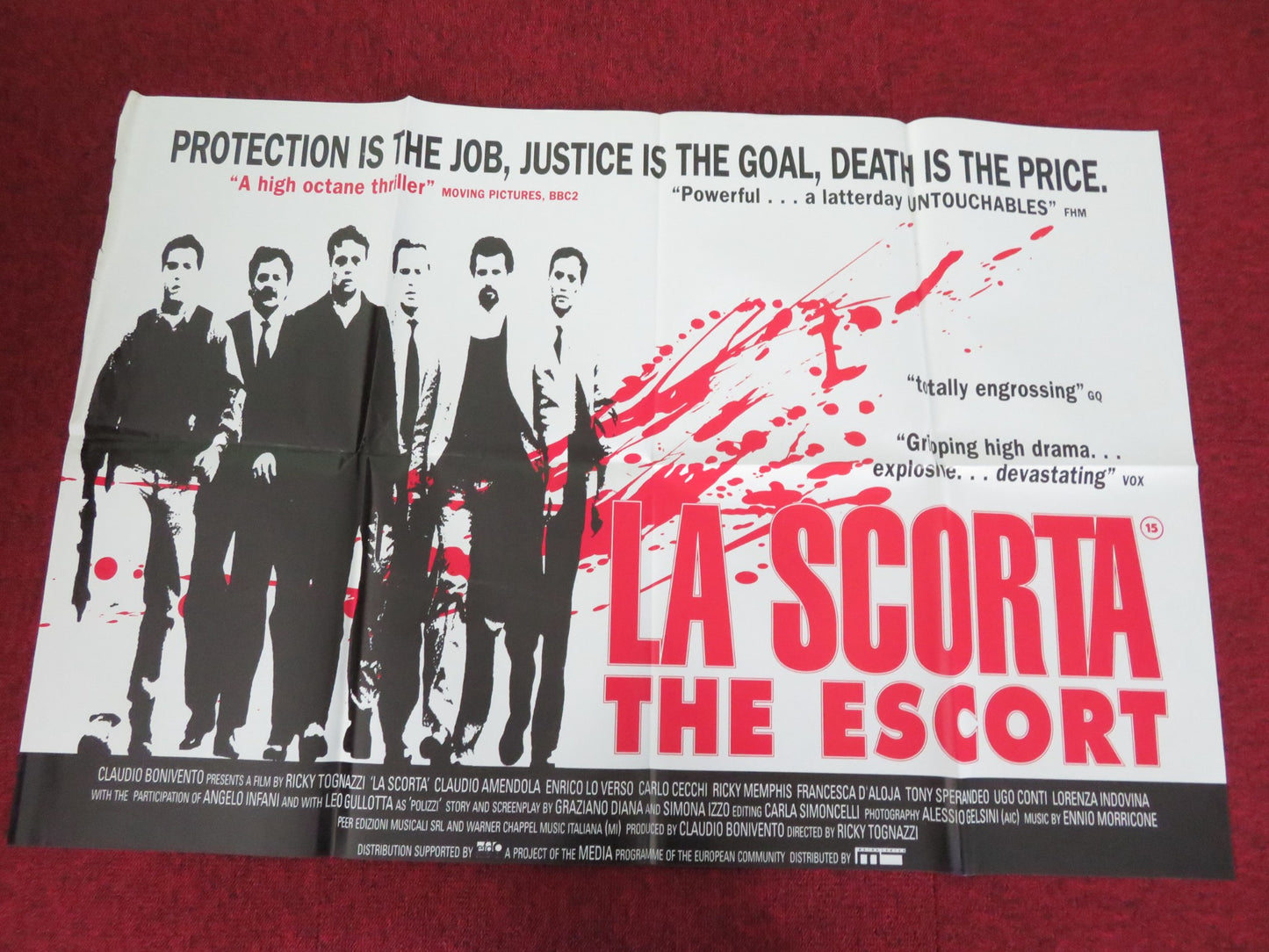 LA SCORTA UK QUAD POSTER FOLDED CLAUDIO AMENDOLA ENRICO LO VERSO 1993 - Rendezvous Cinema