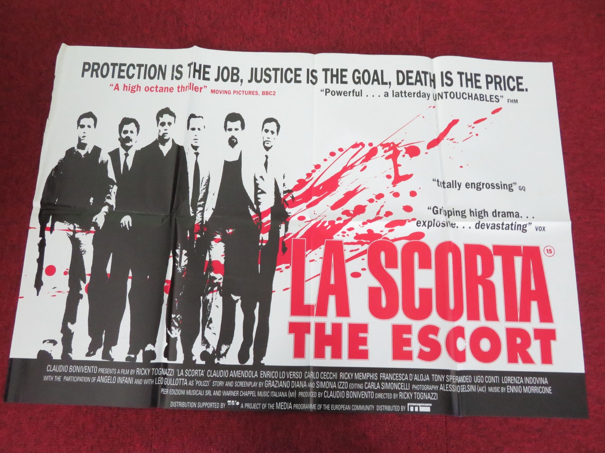 LA SCORTA UK QUAD POSTER FOLDED CLAUDIO AMENDOLA ENRICO LO VERSO 1993 - Rendezvous Cinema