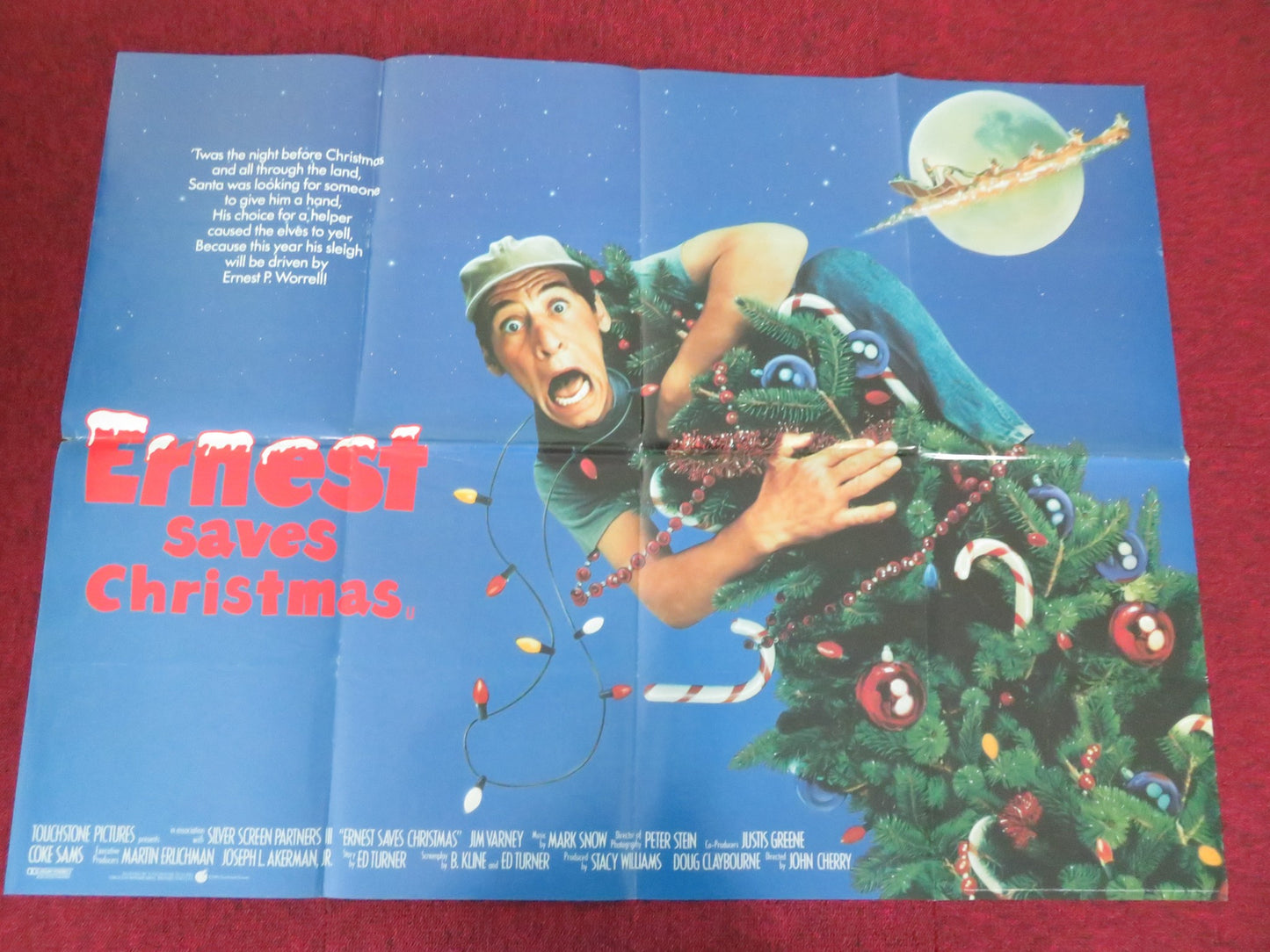 ERNEST SAVES CHRISTMAS UK QUAD POSTER FOLDED JIM VARNEY DOUGLAS SEALE 1988 - Rendezvous Cinema