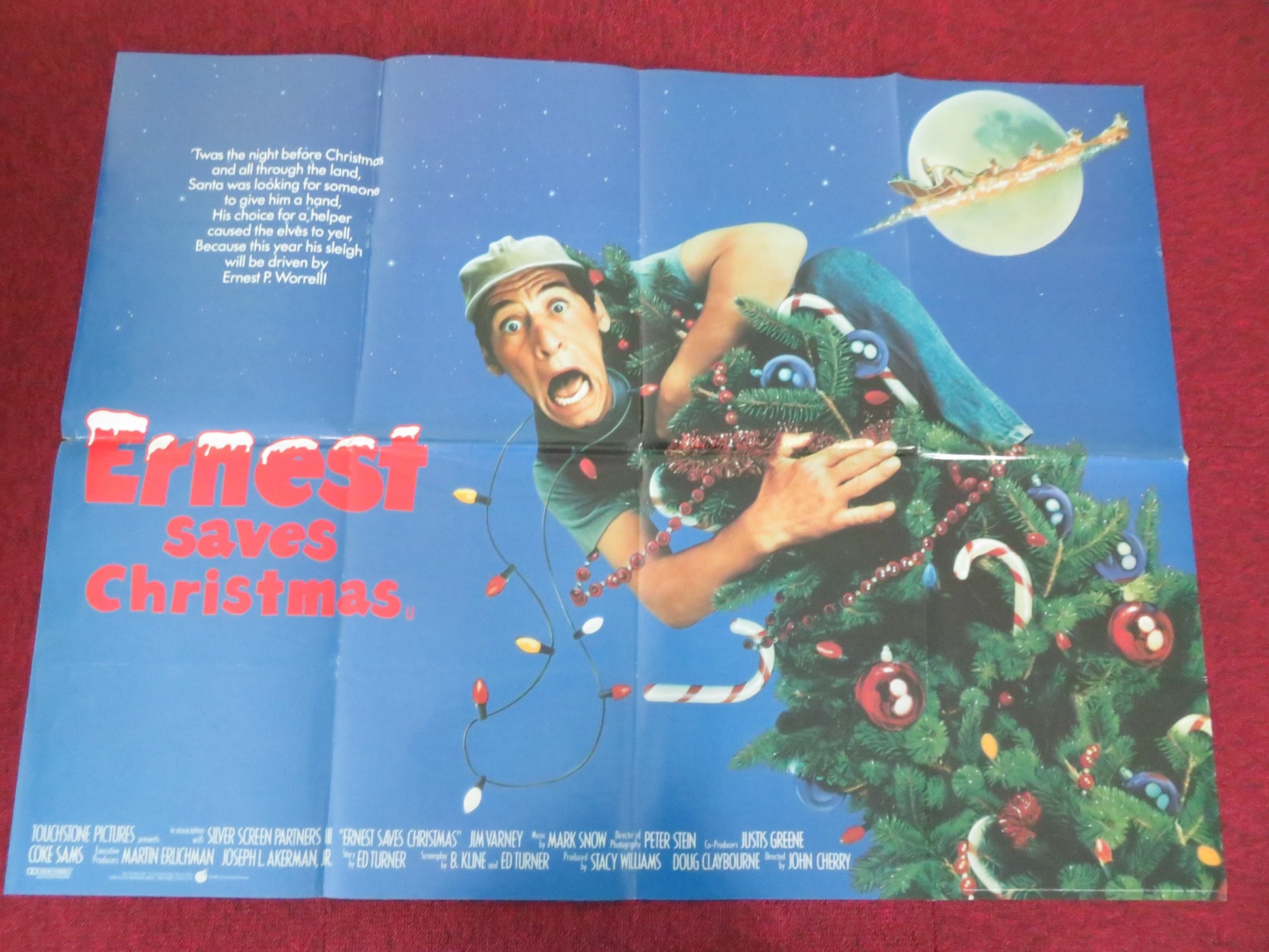 ERNEST SAVES CHRISTMAS UK QUAD POSTER FOLDED JIM VARNEY DOUGLAS SEALE 1988 - Rendezvous Cinema