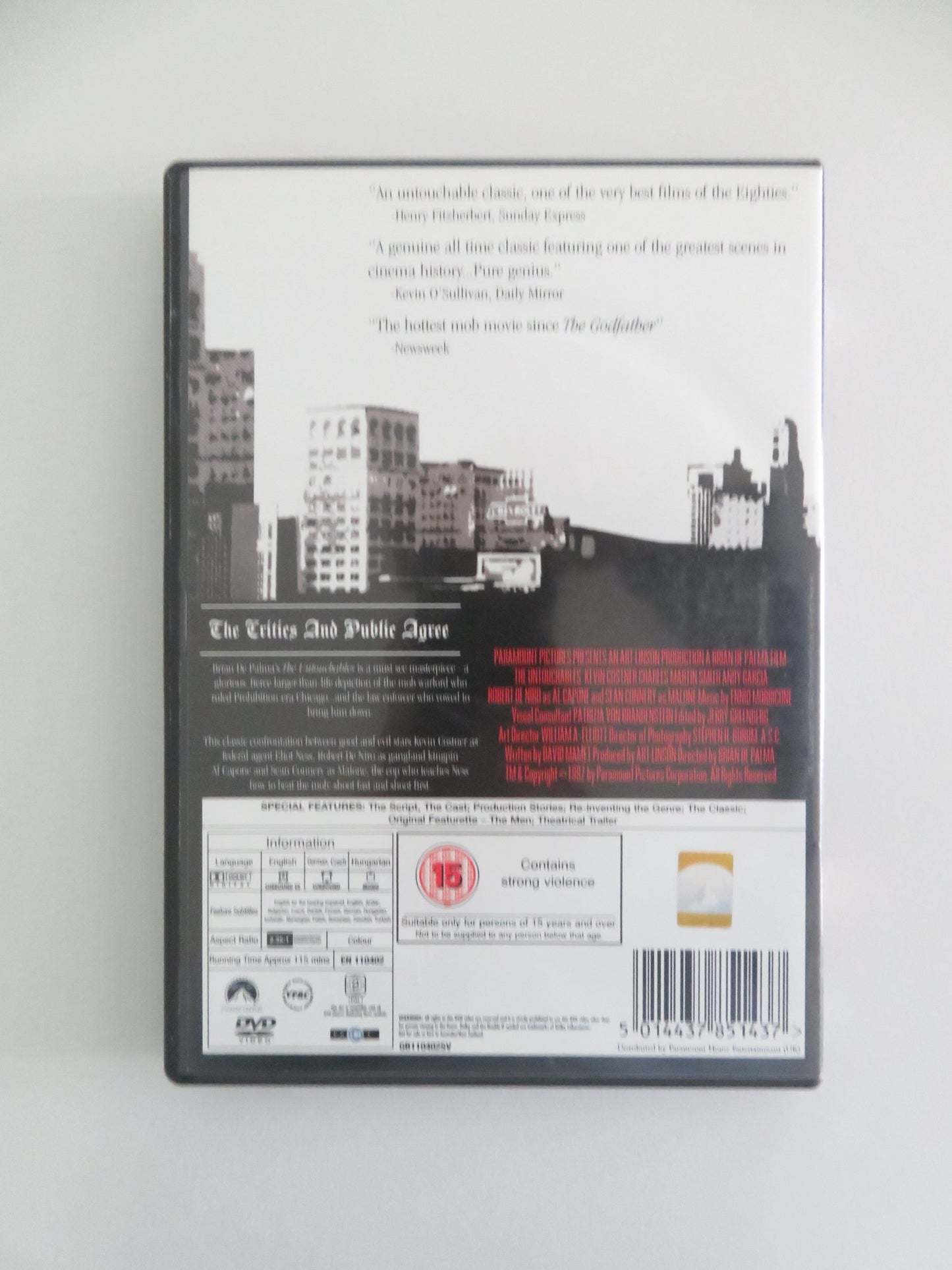 THE UNTOUCHABLES (DVD) KEVIN COSTNER SEAN CONNERY 1987 REGION 2