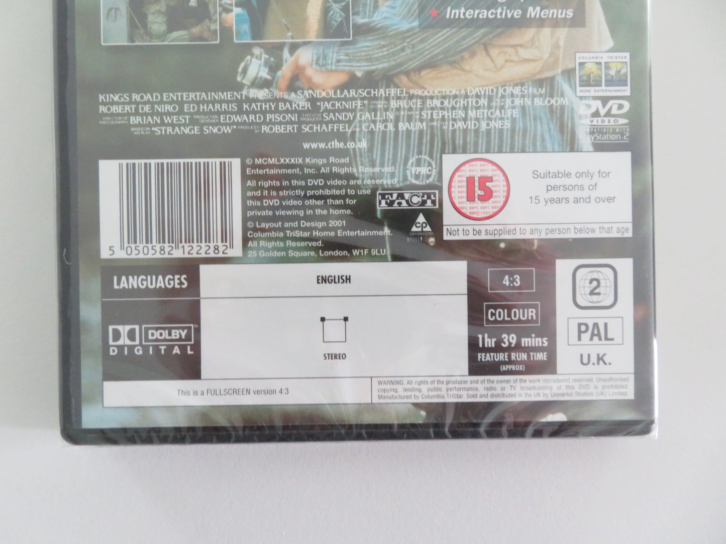 JACKNIFE (DVD) ROBERT DE NIRO ED HARRIS 1989  REGION 2