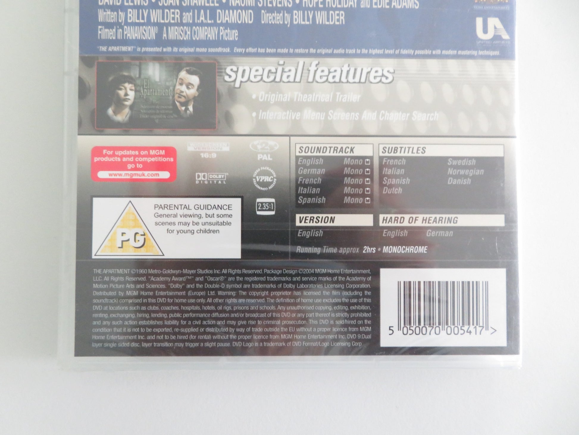 THE APARTMENT (DVD) JACK LEMMON SHIRLEY MACLAINE 1960 REGION 2 - Rendezvous Cinema