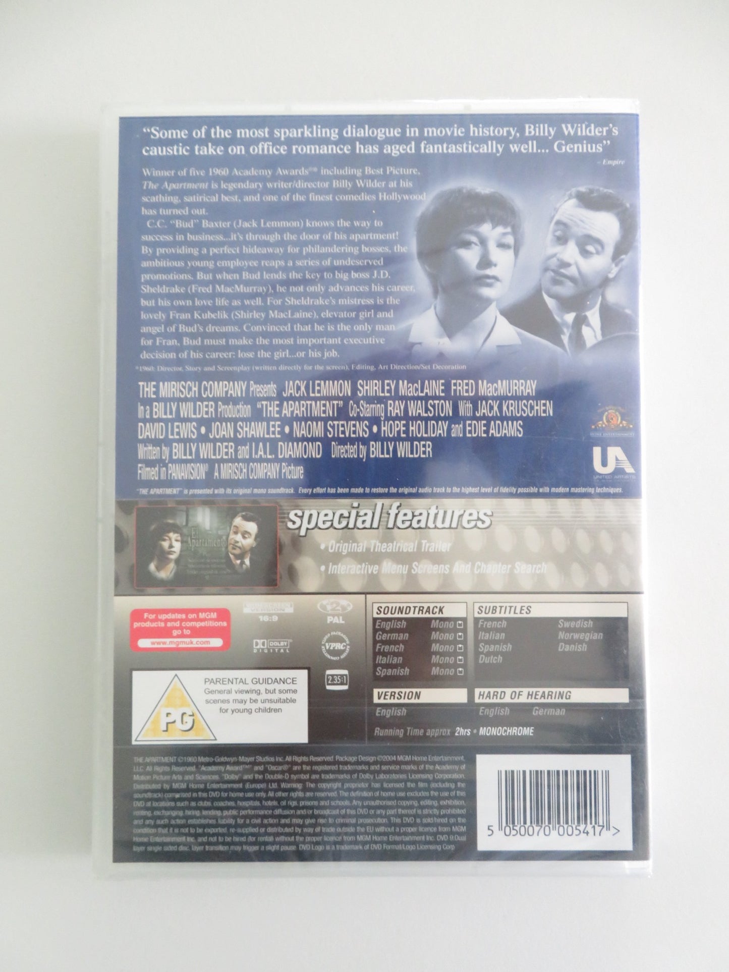 THE APARTMENT (DVD) JACK LEMMON SHIRLEY MACLAINE 1960 REGION 2 - Rendezvous Cinema