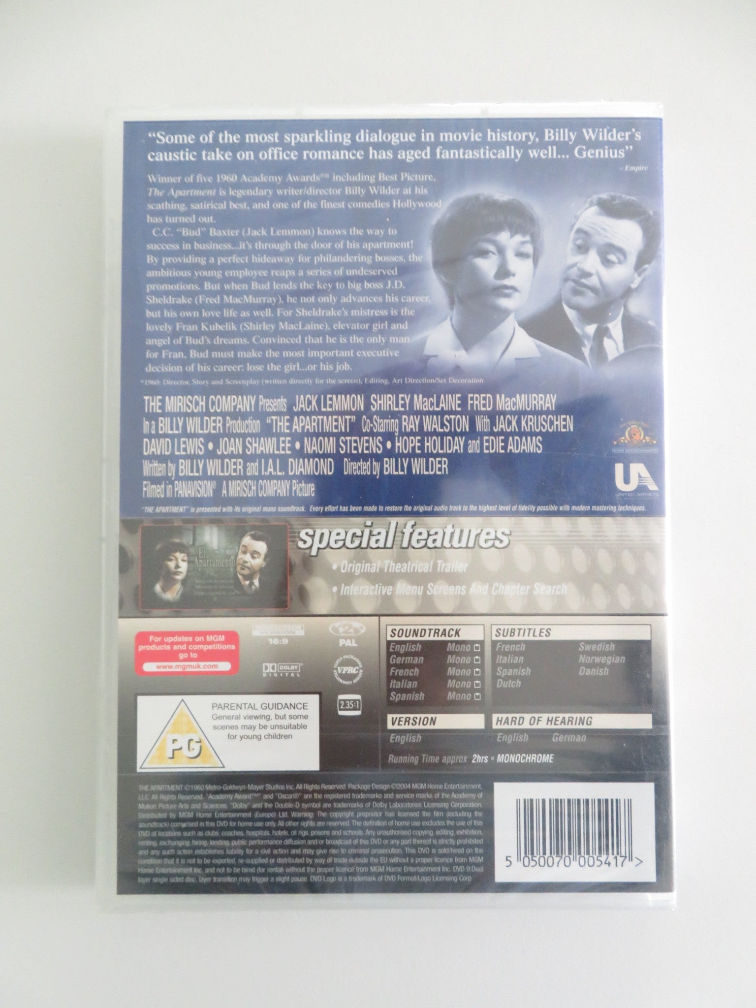 THE APARTMENT (DVD) JACK LEMMON SHIRLEY MACLAINE 1960 REGION 2 - Rendezvous Cinema