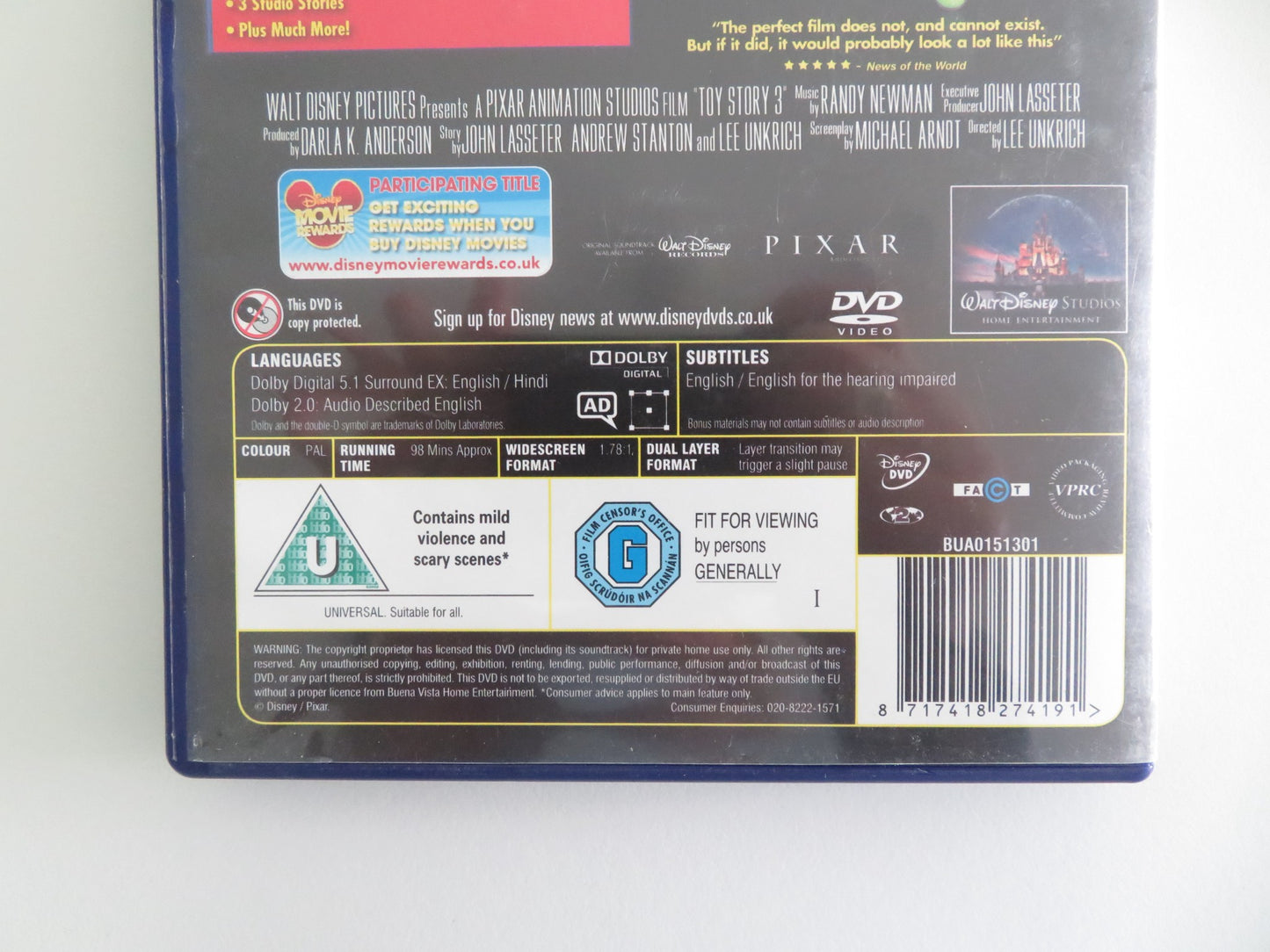 TOY STORY 3 (DVD) DISNEY TOM HANKS TIM ALLEN 2010 REGION 2 - Rendezvous Cinema