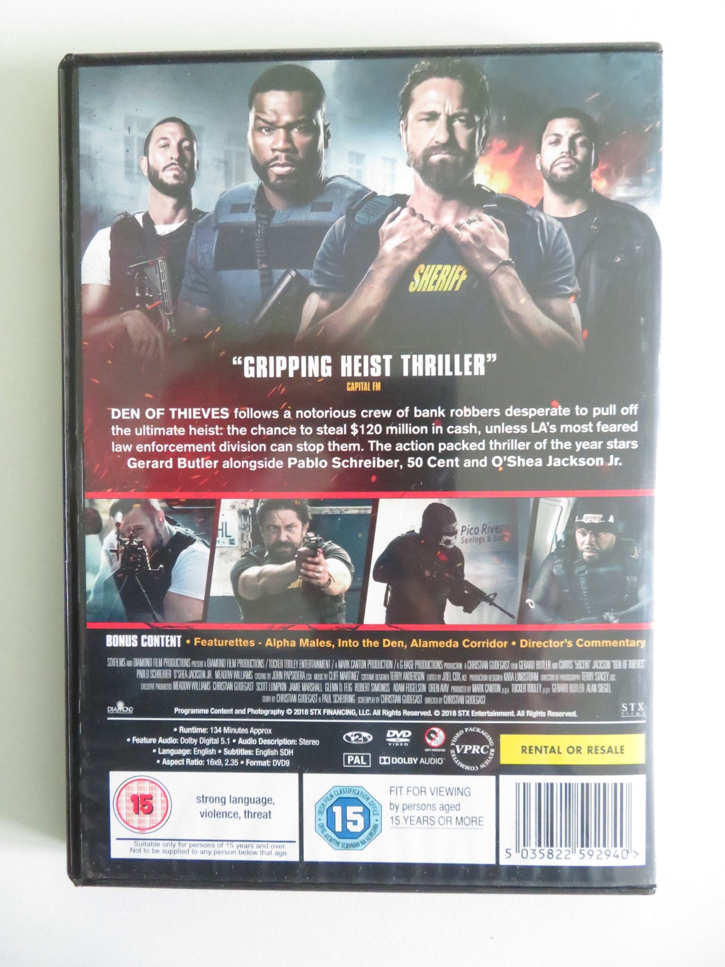 DEN OF THIEVES (DVD) GERARD BUTLER 50 CENT 2018 REGION 2